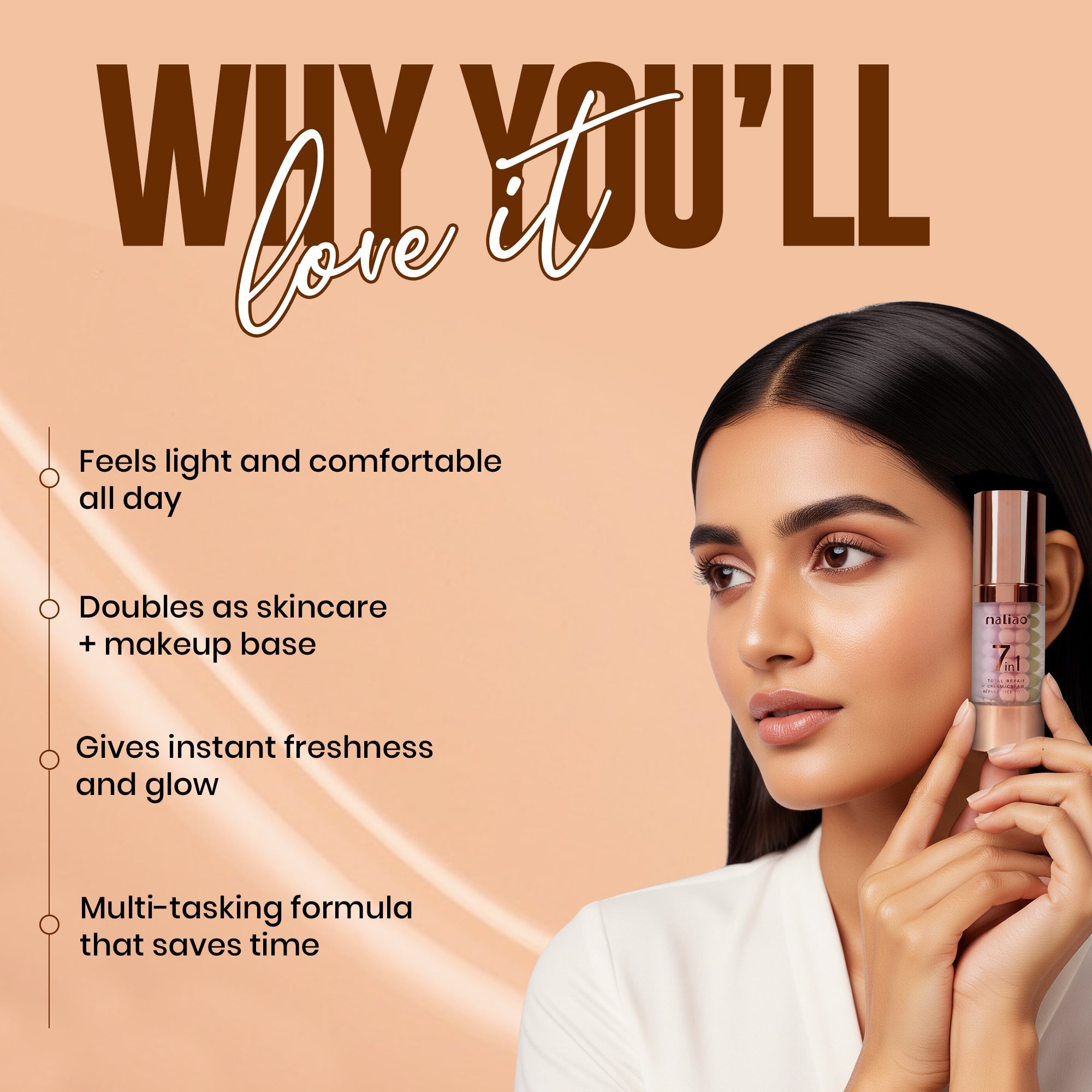 Maliao 7-in-1 Total Repair Matte Primer - Pore Minimizing, Long-Lasting Makeup Base Face