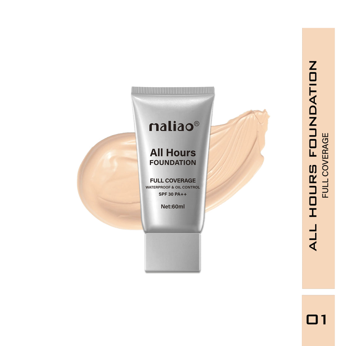 Maliao All Hours Foundation - Full Coverage, Waterproof, Oil Control, SPF 30 PA++ - Maliao Makeup