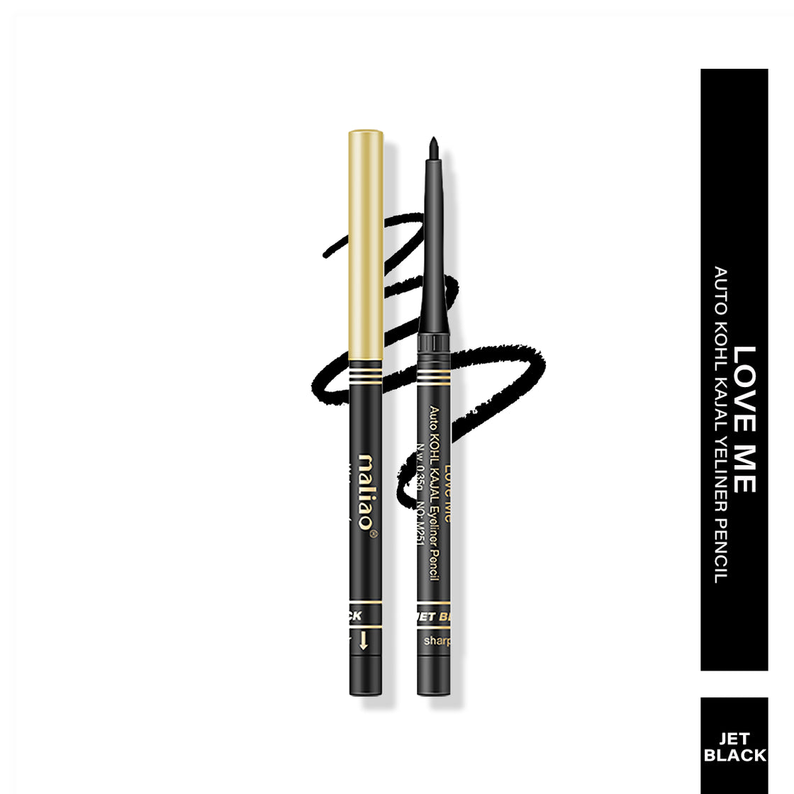 Maliao Eye Definer Auto Kajal - 24H Waterproof, Smudgeproof Kohl Eyeliner in Jet Black - Maliao Makeup