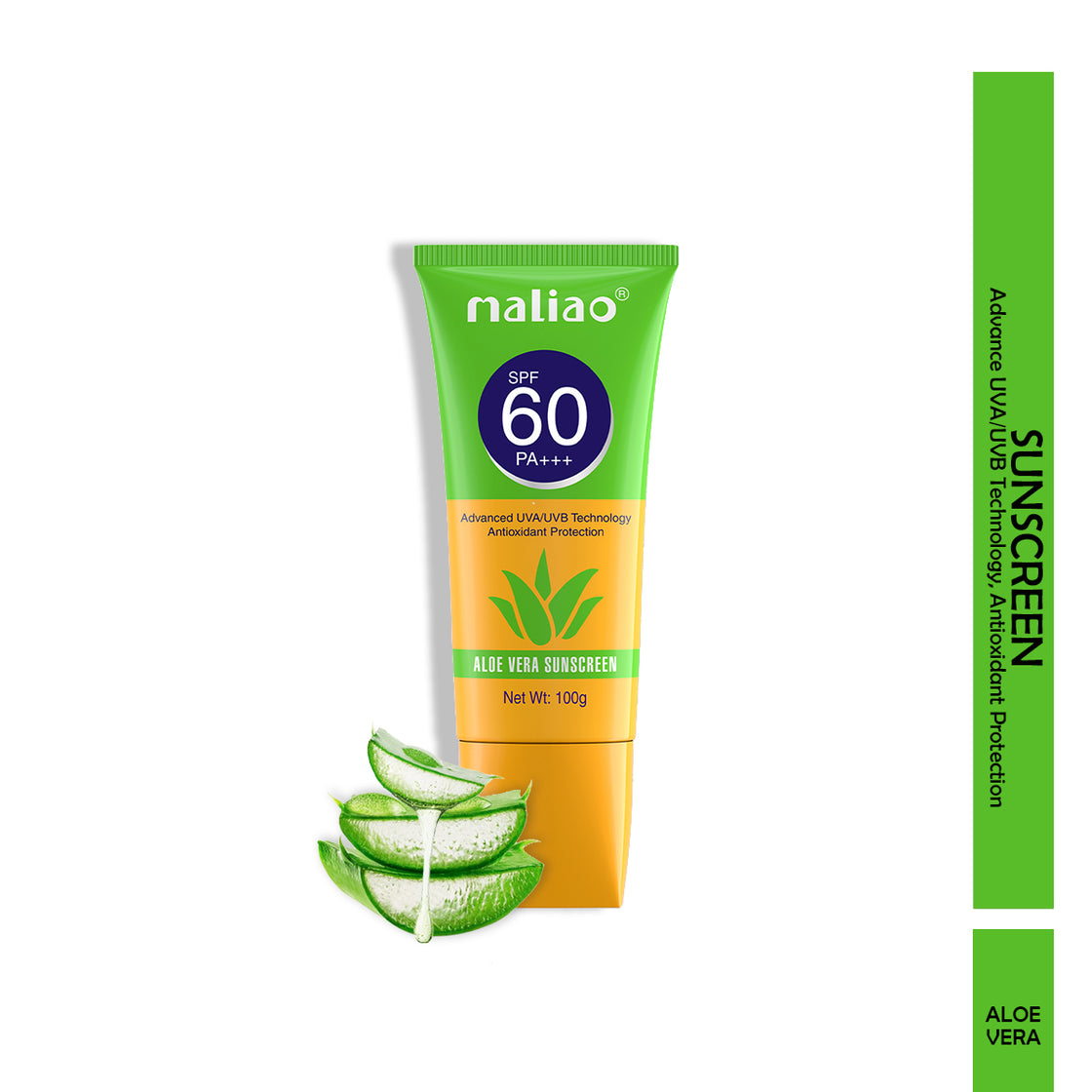 Maliao Aloe Vera Sunscreen SPF 60 PA+++ - Ultimate Sun Protection for Your Skin - Maliao Makeup