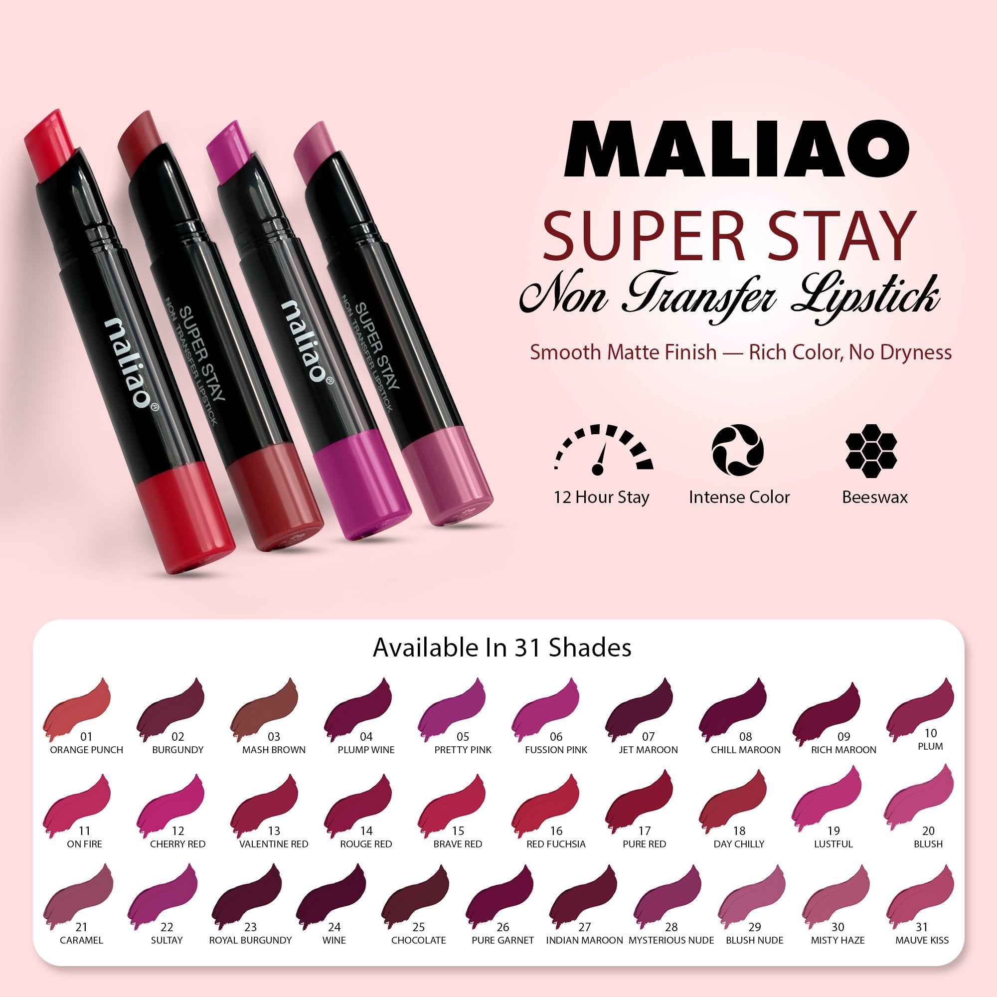 Maliao Super Stay No Transfer Lipstick Lip