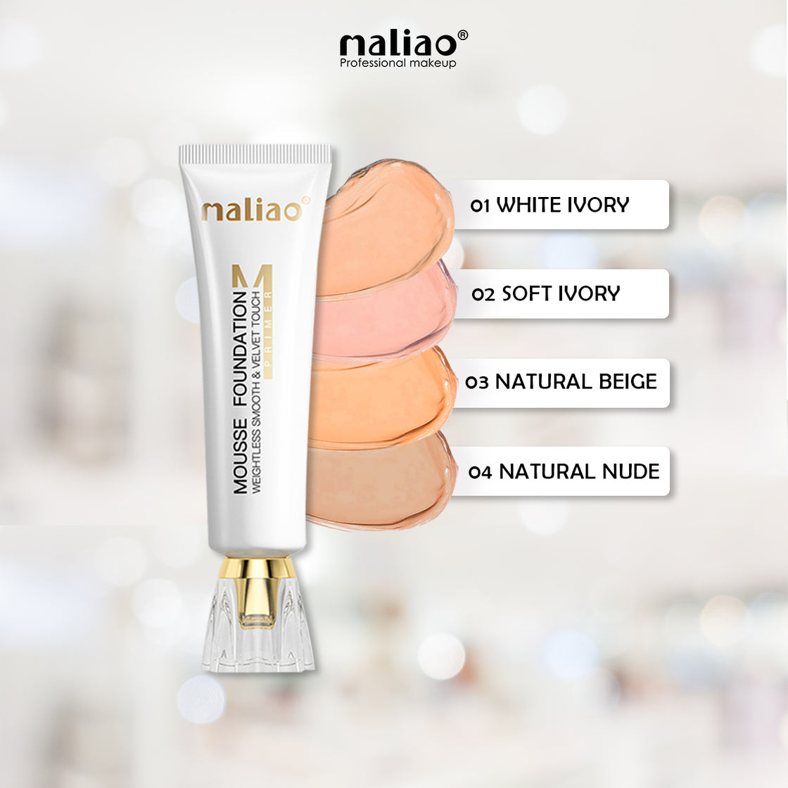 Maliao, Maliao Primer Weightless Smooth, Velvet Touch Mousse Foundation, Flawless Base,  Makeup Essential