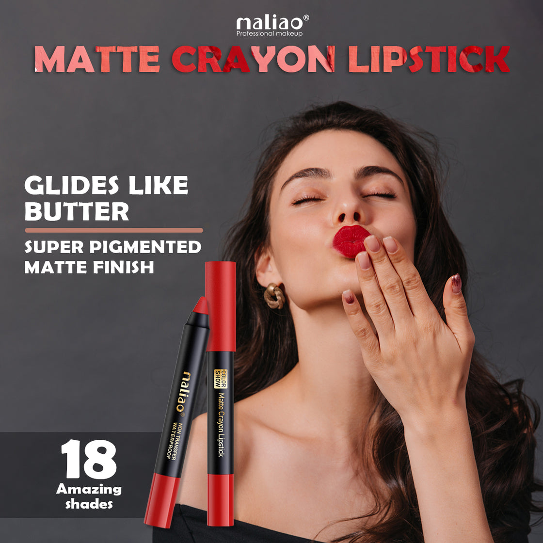 Maliao Matte Crayon Lipstick - 6-in-1 Non-Transfer Waterproof Color Show - Maliao Makeup