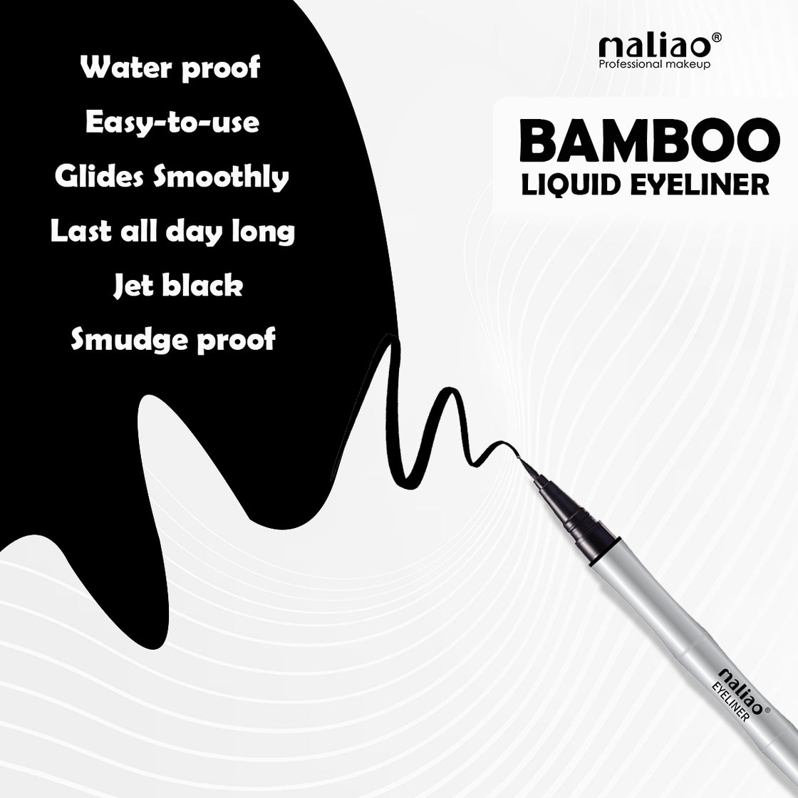 Maliao Bamboo Jet Black Liquid Eyeliner - Waterproof Precision for Stunning Eyes - Maliao Makeup