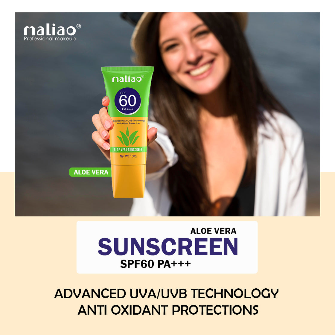 Maliao Aloe Vera Sunscreen SPF 60 PA+++ - Ultimate Sun Protection for Your Skin - Maliao Makeup