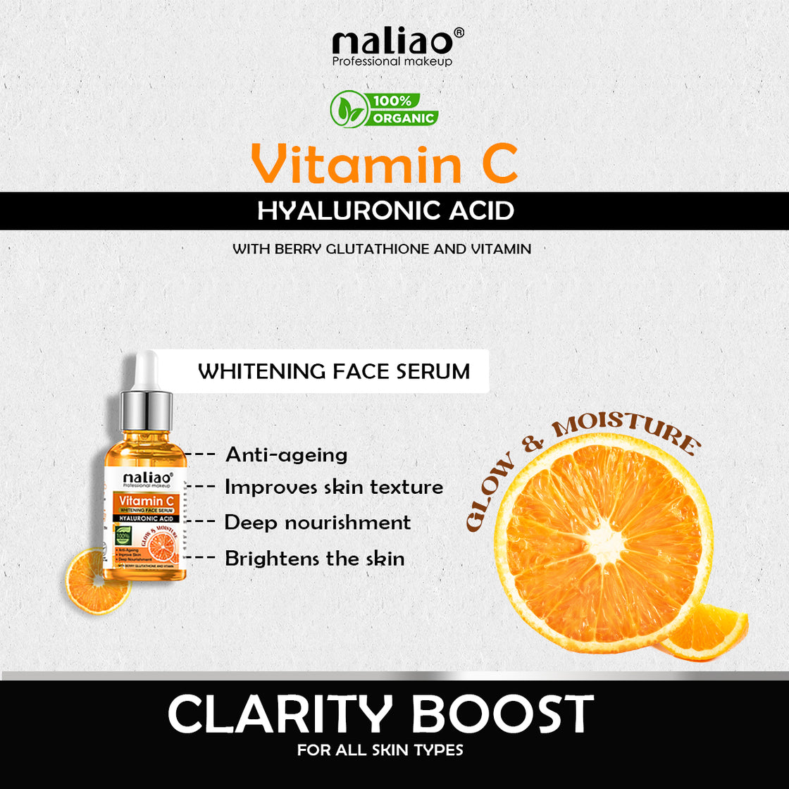 Maliao,VitaminC,AllSkinTypes,BeautyProducts,DeepNourishment,AntiAging,Skincare,HyaluronicAcid,FaceSerum,BerryGlutathione,