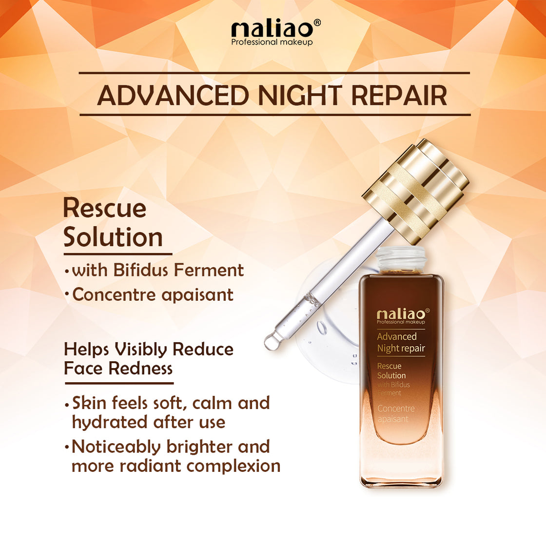 Overnight Skincare Miracle, Rejuvenate and Revitalize, Maliao Advanced Night Repair Rescue Solution Serum with Bifidus Ferment, Maliao