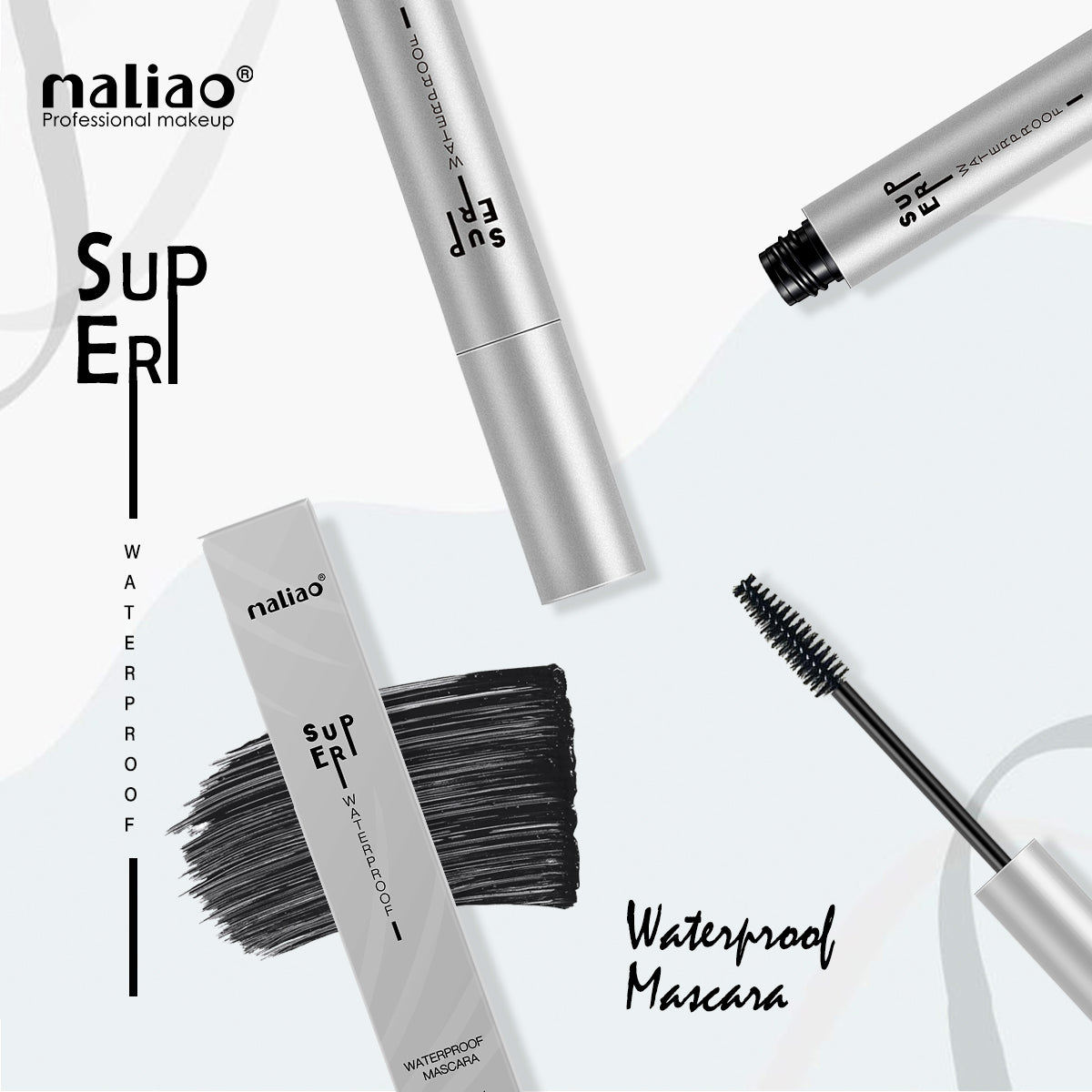 Maliao Long Lasting Super Waterproof Mascara - Defined Volume, No Clump, Intense Volumizing, Natural Finish Black, 10ml - Maliao Makeup