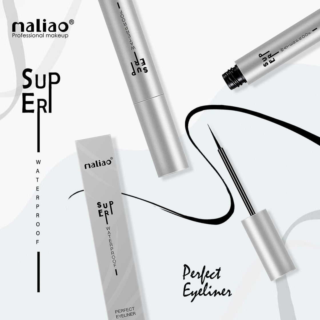 Maliao Super Waterproof Liquid Eyeliner - 24H Long-Lasting Matte Black, Smudge Proof & Transfer Proof - Maliao Makeup