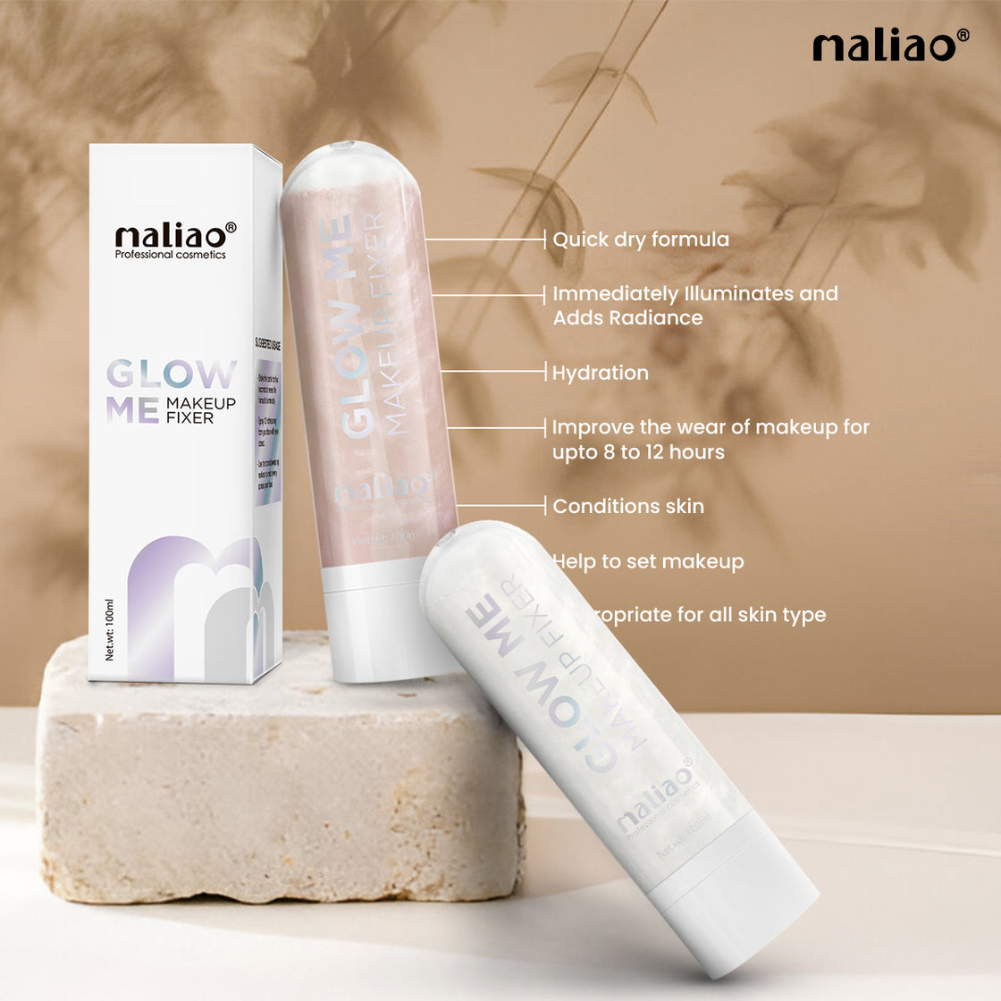 Maliao Glow Me Makeup Fixer - Quick Dry Formula for Lasting Radiance Maliao Professional Makeup