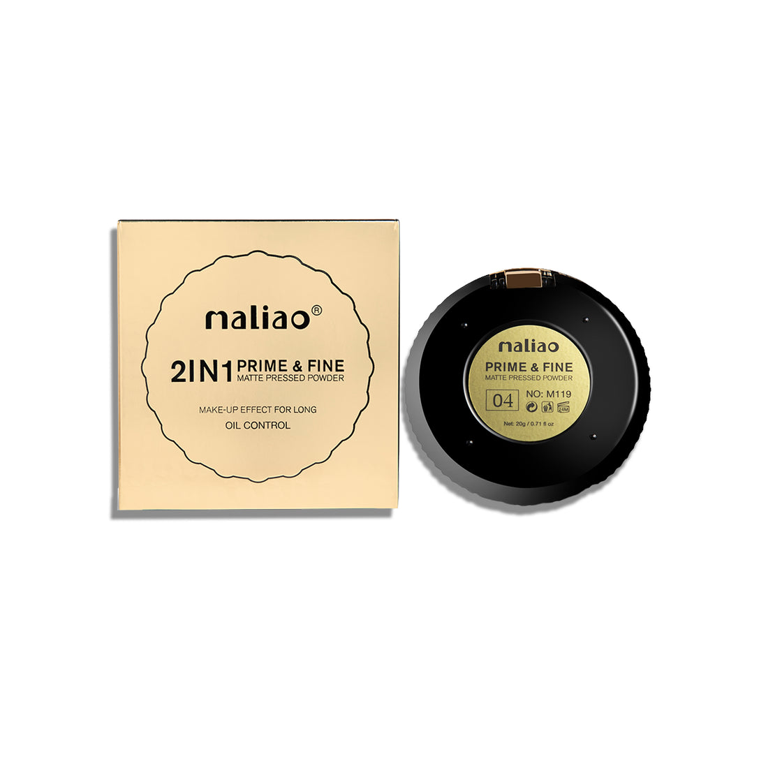 Maliao Oil Control 2 in 1 Prime & Fine Matte Pressed Powder Compact - Velvety Natural Perfection Maliao Professional Makeup