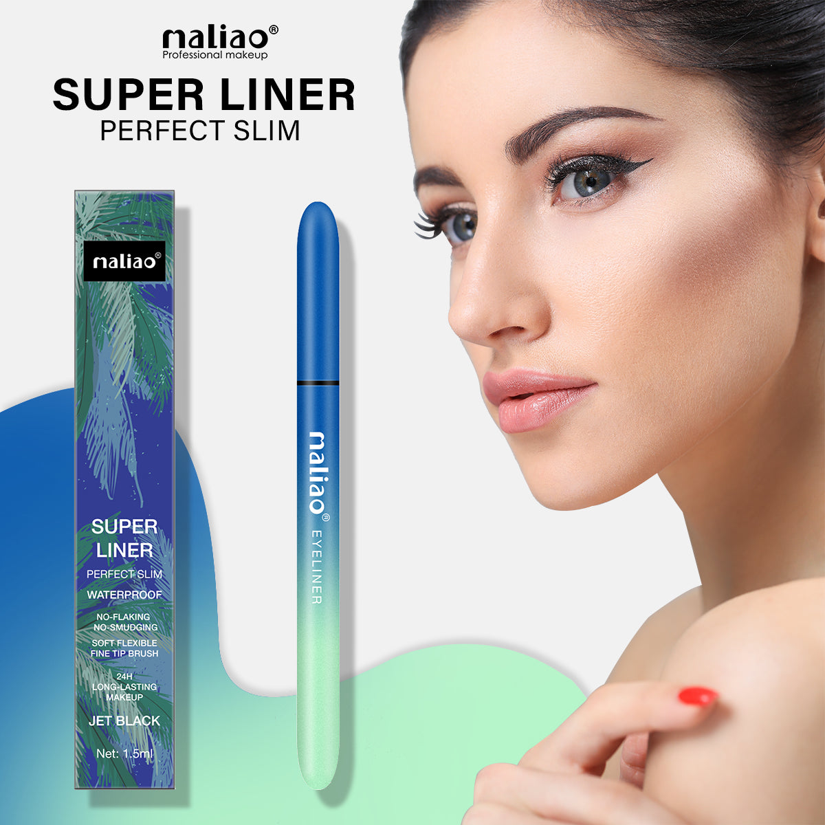 Maliao Long Lasting Waterproof Perfect Slim Jet Black Super Eyeliner 1.5ml - Maliao Makeup