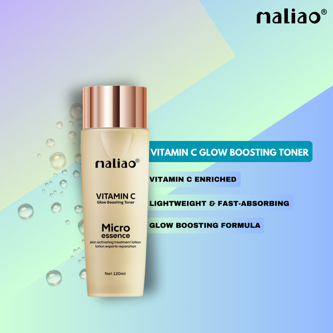 Maliao Vitamin C Glow Boosting Toner - Brightening and Hydrating Facial Toner - Maliao Makeup