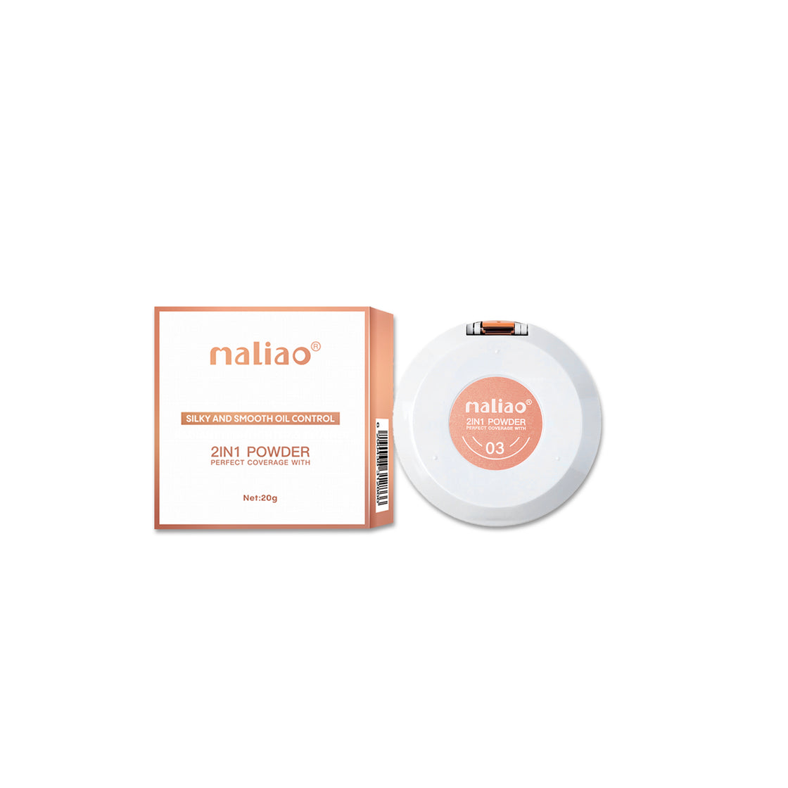 Maliao Silky Smooth Oil Control Compact Powder - 2-in-1 Formula for Perfect Coverage & All-Day Radiance Face