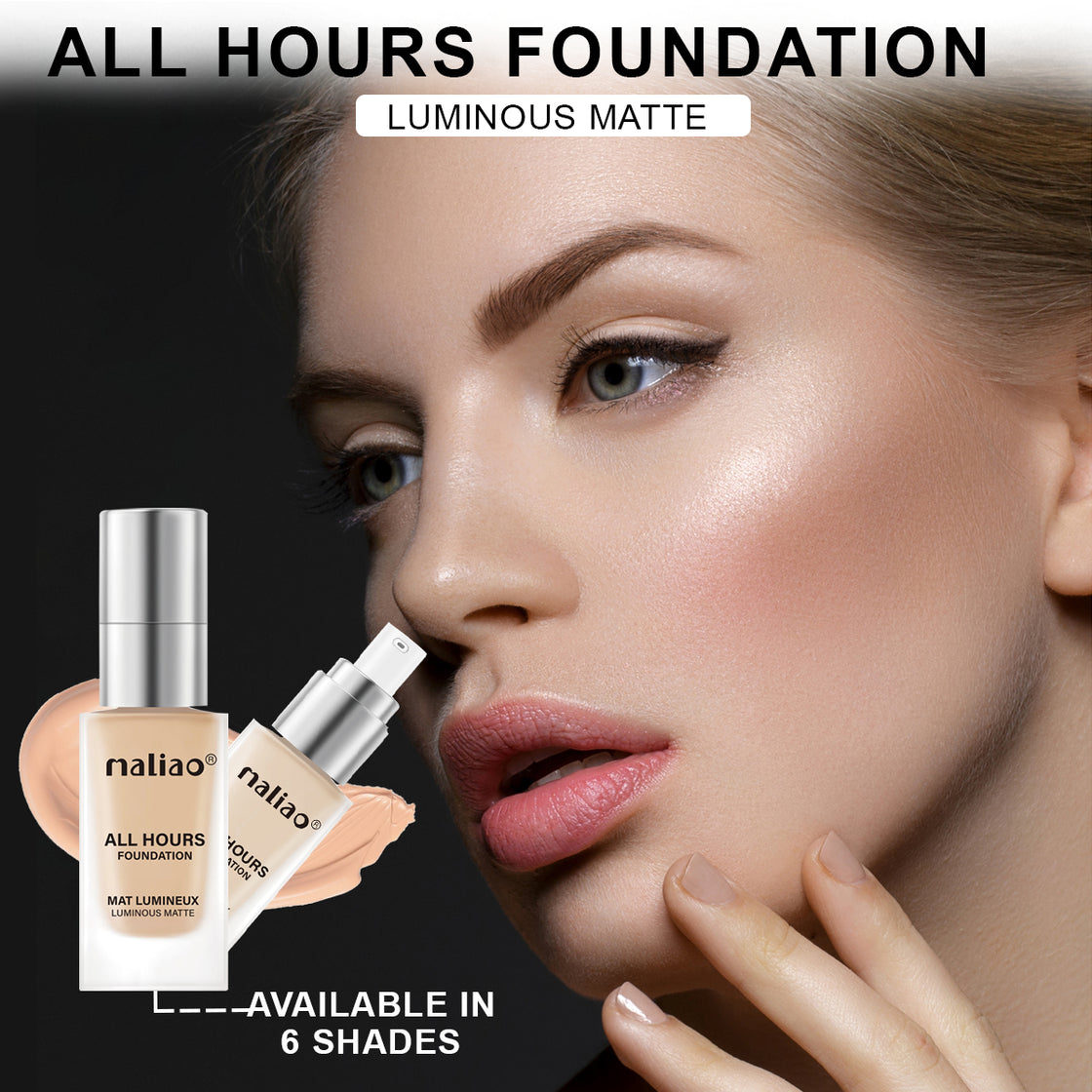 Maliao All Hours Foundation Mat Lumineux - Full Coverage, Waterproof, Luminous Matte Finish Face