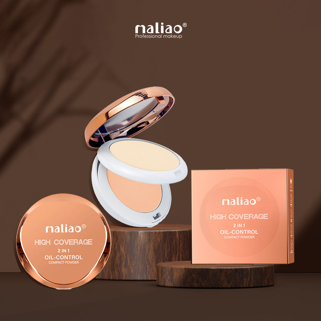 Maliao High Coverage 2-in-1 Oil-Control Compact Powder for