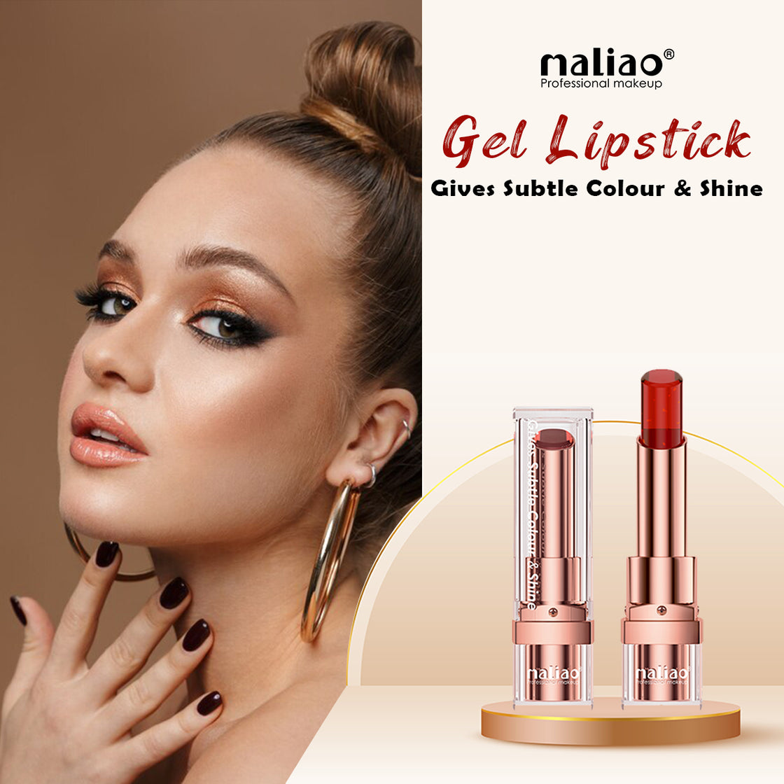 Maliao, MakeupEssentials, LipstickLover,24HourWear, SubtleColor, Shine, HydratingFormula, GelLipstick, LongLastingWear, 