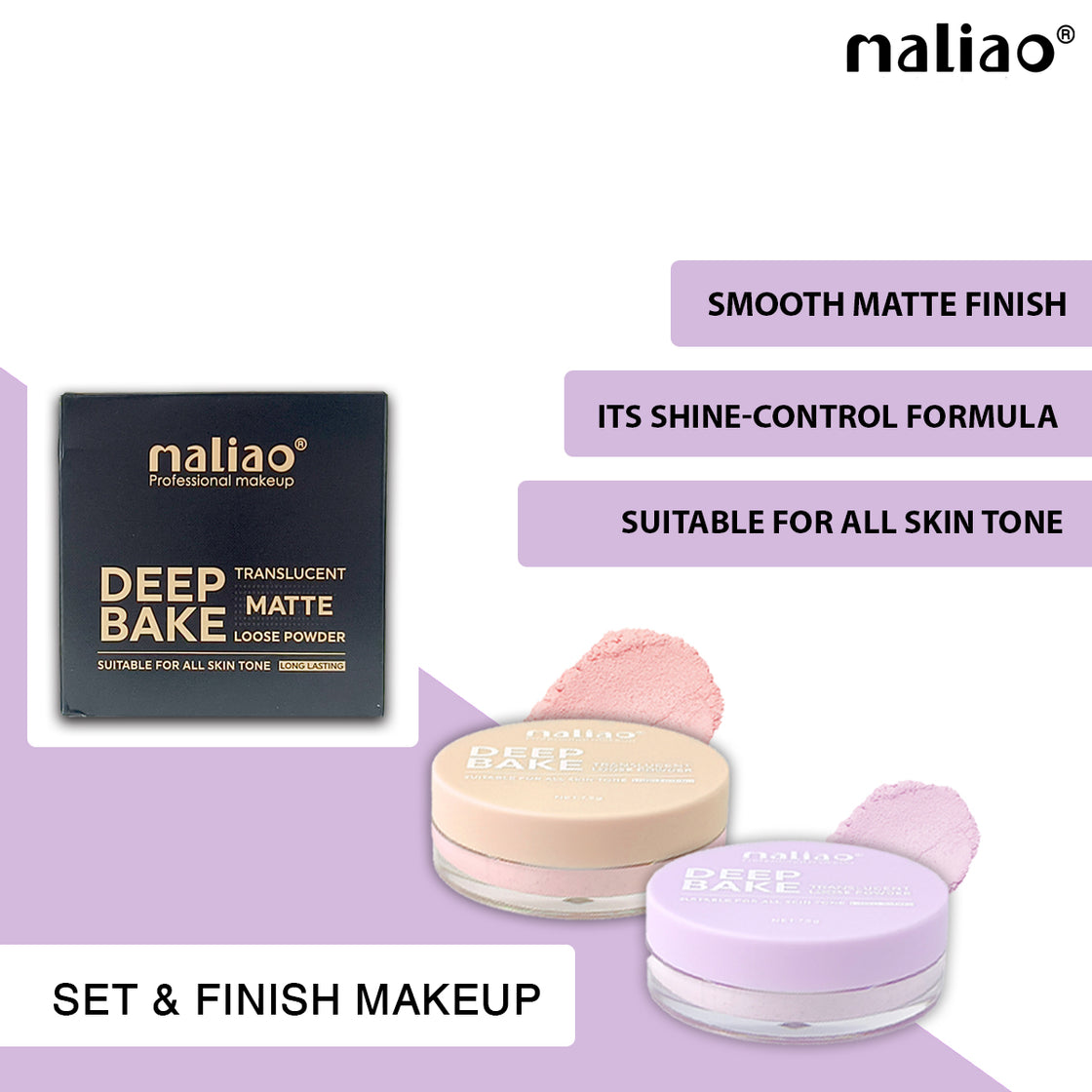 Maliao Deep Bake Translucent Matte Loose Powder - Shine Control and Flawless Finish - Maliao Makeup