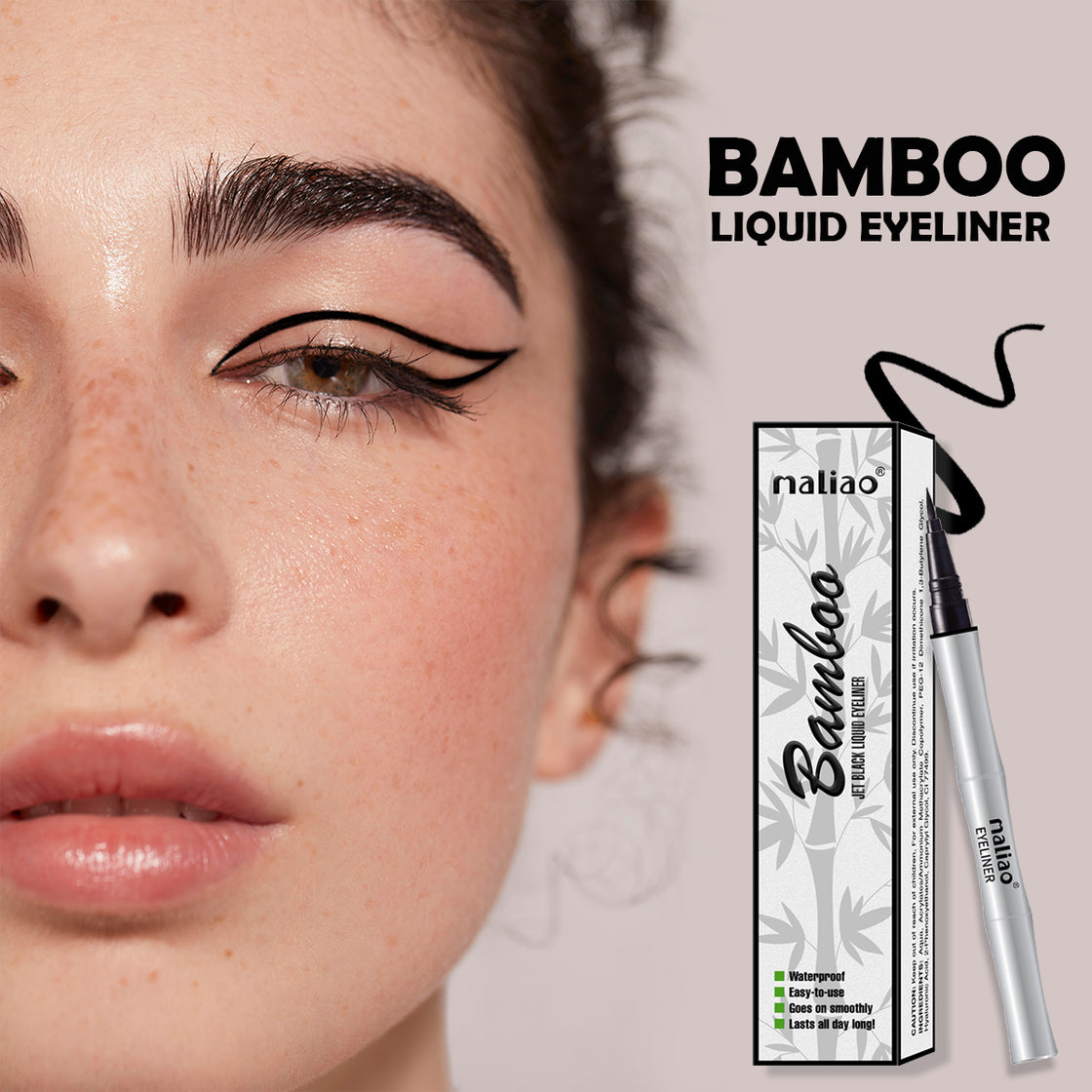 Maliao Bamboo Jet Black Liquid Eyeliner - Waterproof Precision for Stunning Eyes - Maliao Makeup