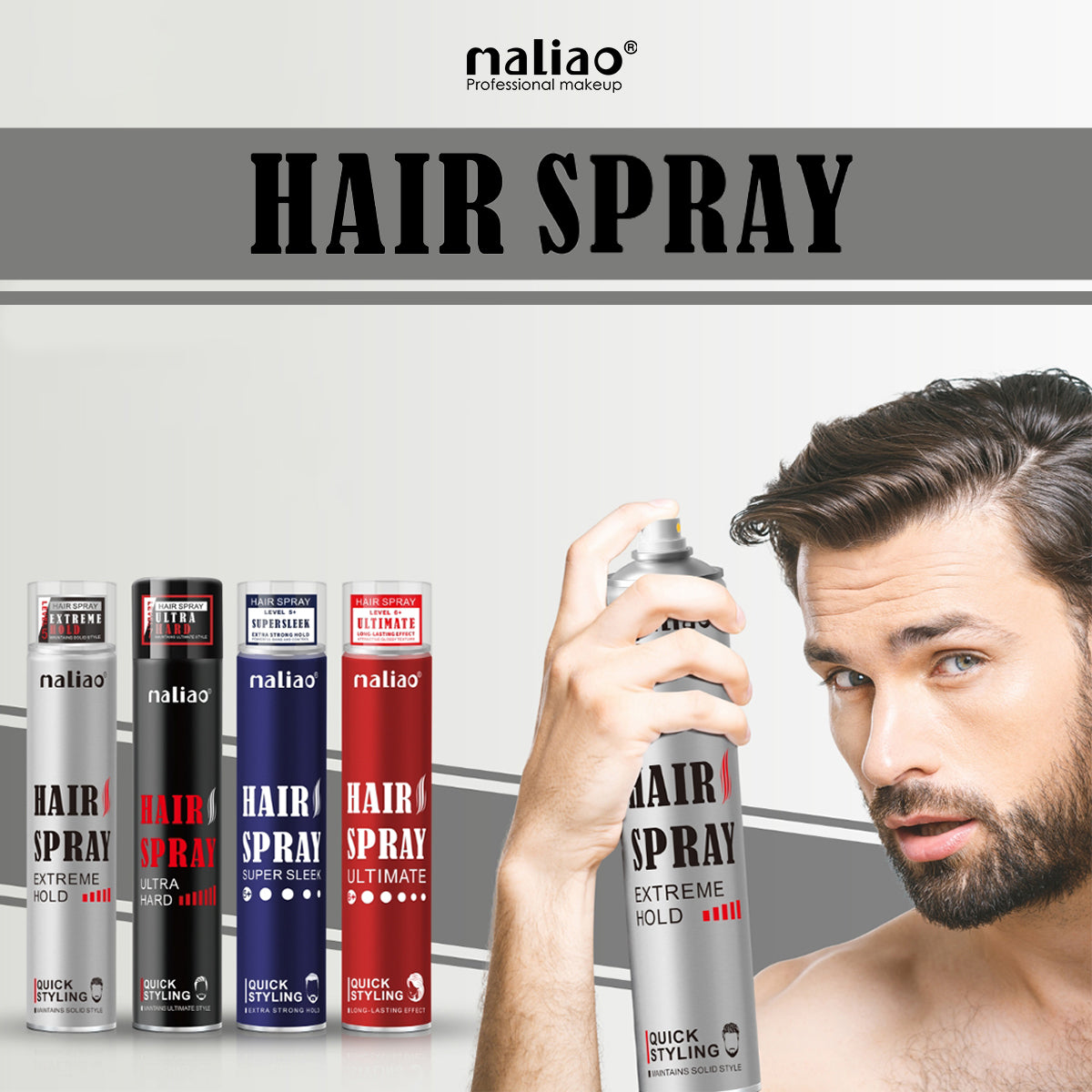 Maliao Ultimate Hair Spray, Strong Hold Hair Styling Solution for Men, Maliao