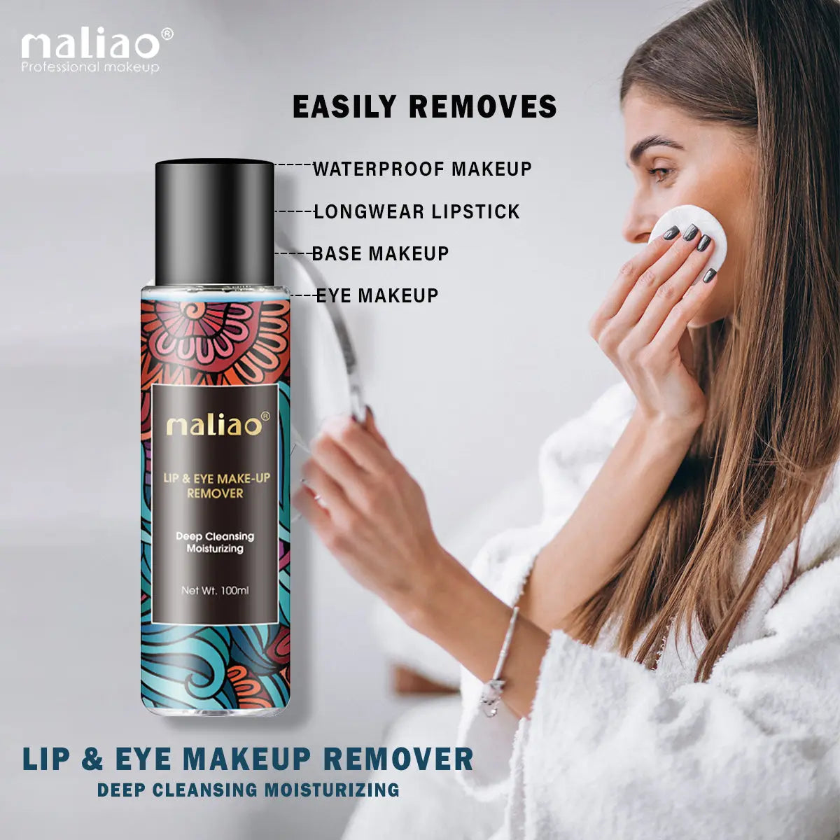 Maliao Lip and Eye Makeup Remover - Deep Cleansing & Moisturizing Cleanser Maliao Professional Makeup