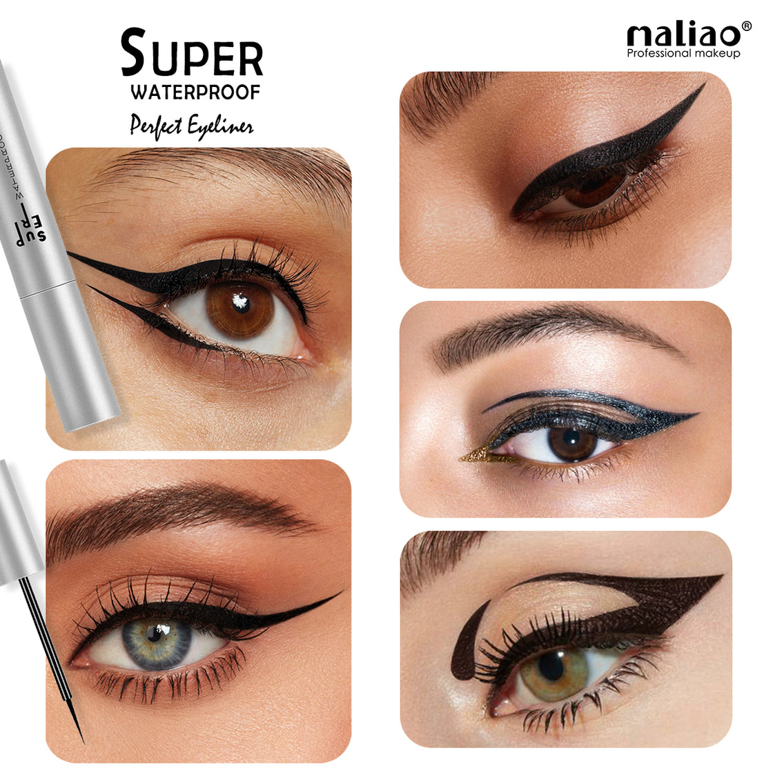 Maliao Super Waterproof Liquid Eyeliner - 24H Long-Lasting Matte Black, Smudge Proof & Transfer Proof - Maliao Makeup