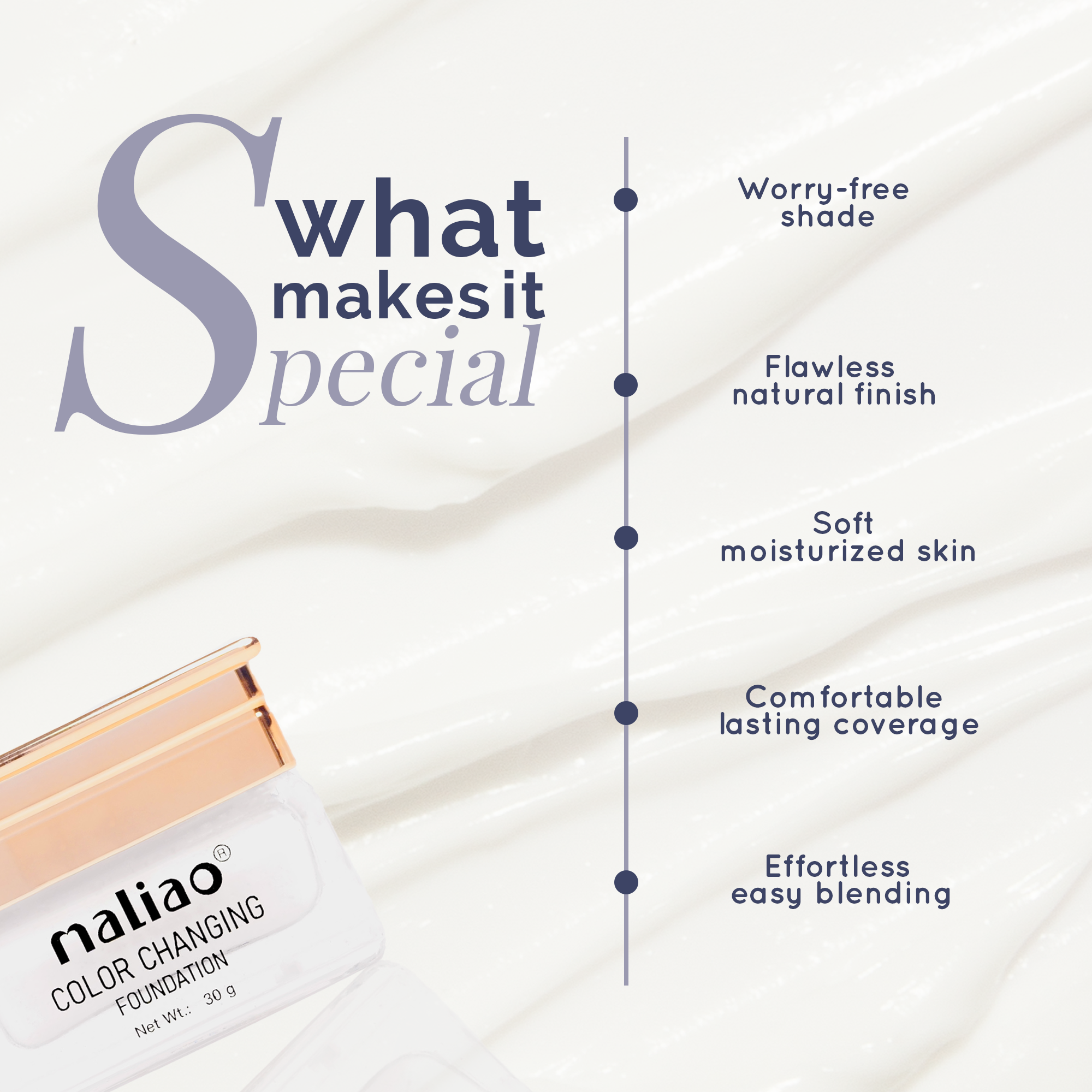 Maliao Colour Changing Waterproof Foundation Face