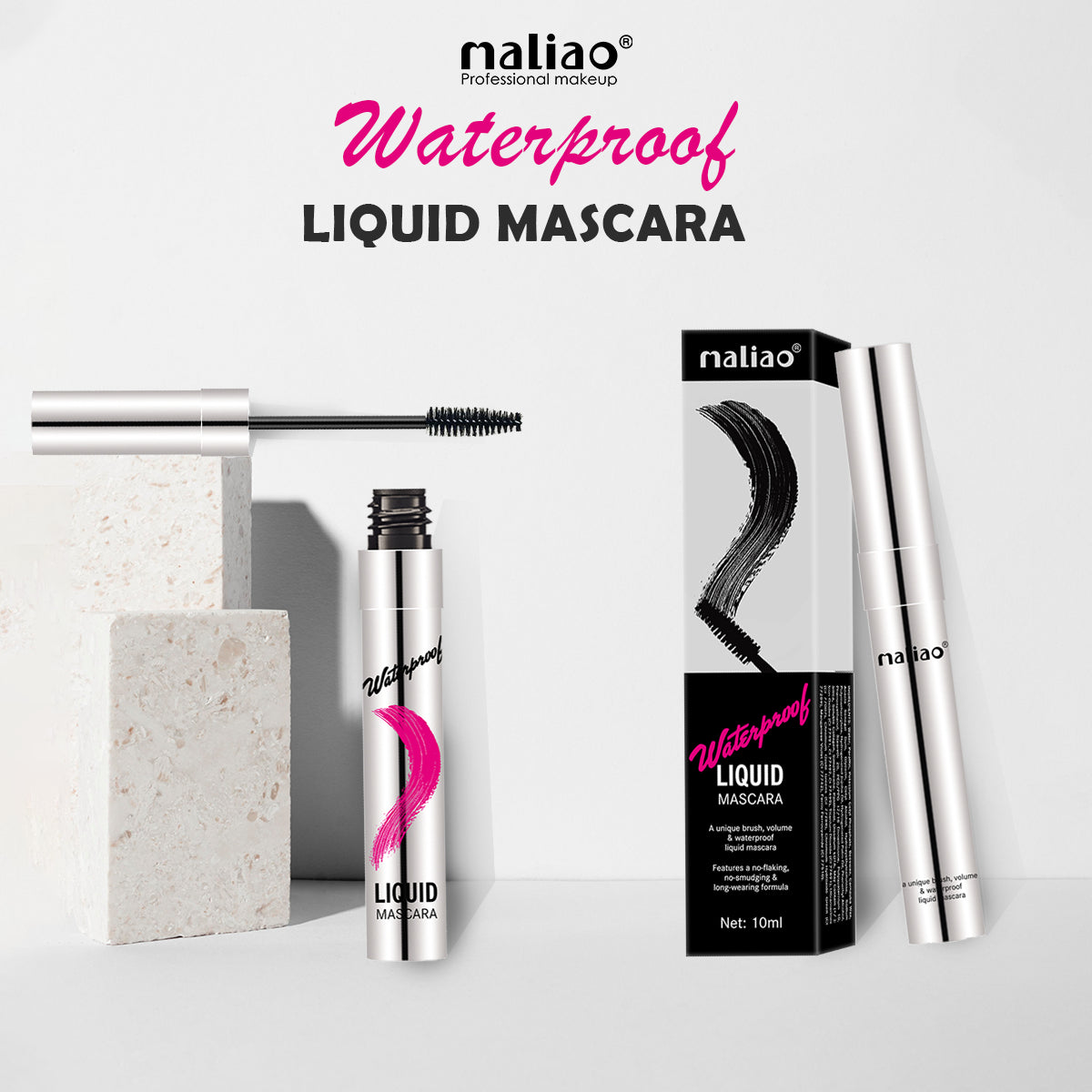 Maliao Waterproof Liquid Mascara - Lengthening, Smudge Proof, Water Resistant, No Clumps or Flakes, 10ml - Maliao Makeup