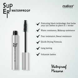 Maliao Long Lasting Super Waterproof Mascara - Defined Volume, No Clump, Intense Volumizing, Natural Finish Black, 10ml - Maliao Makeup