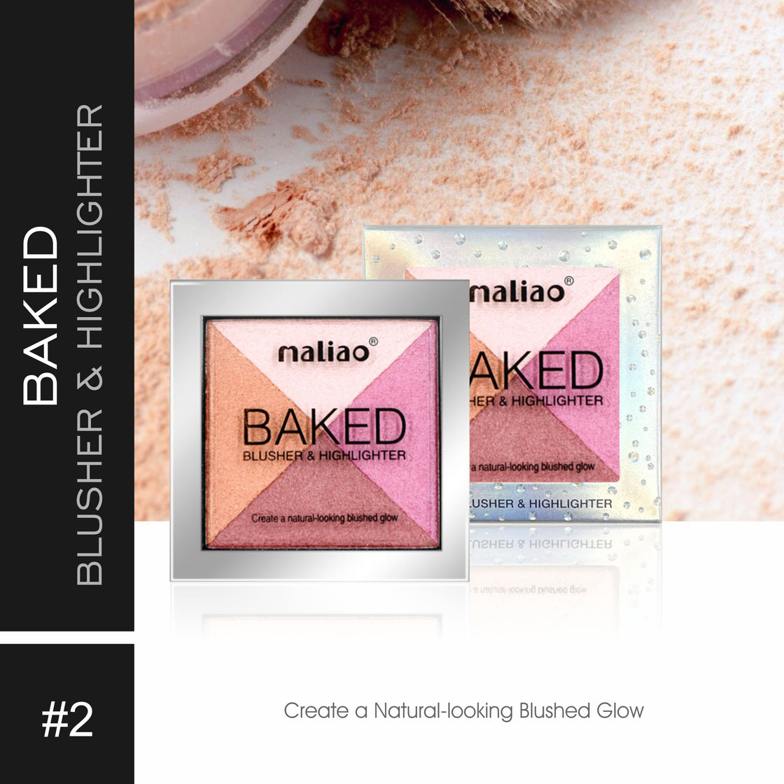 Maliao BakedBLUSHr & Highlighter - Radiant Glow | Long-Lasting, Smooth Finish Face 02