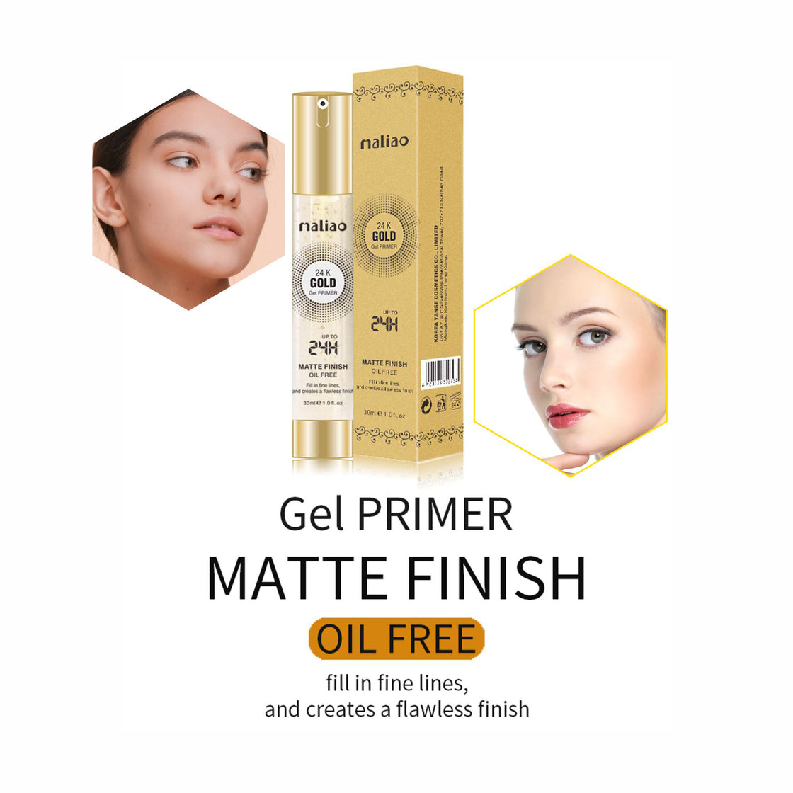 MALIAO 24K Gold Gel Matte Finish Oil-Free Primer - Flawless Base for Lasting Beauty - Maliao Makeup