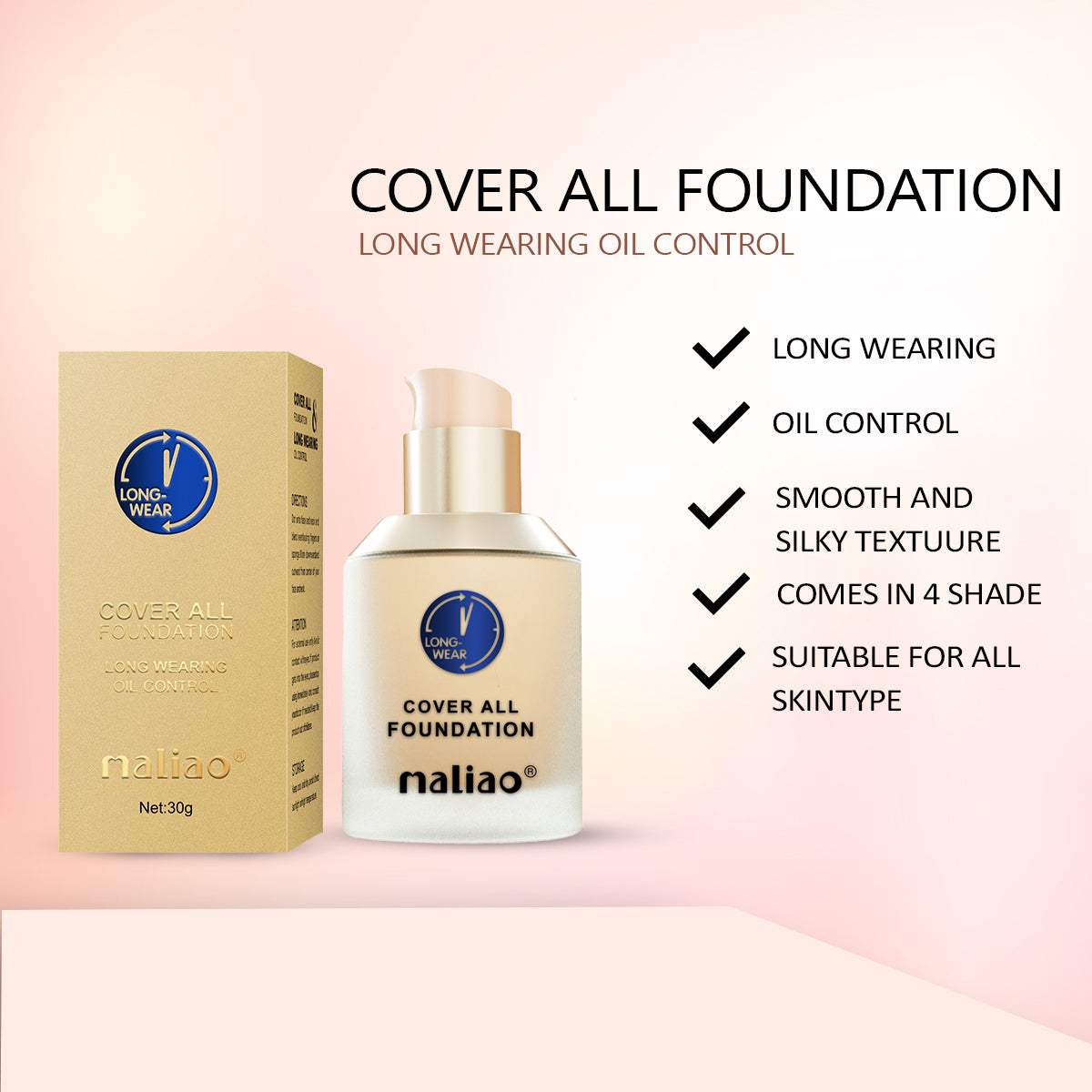 Maliao Cover All Foundation - Long-Wearing Oil Control for Flawless Beauty - Maliao Makeup