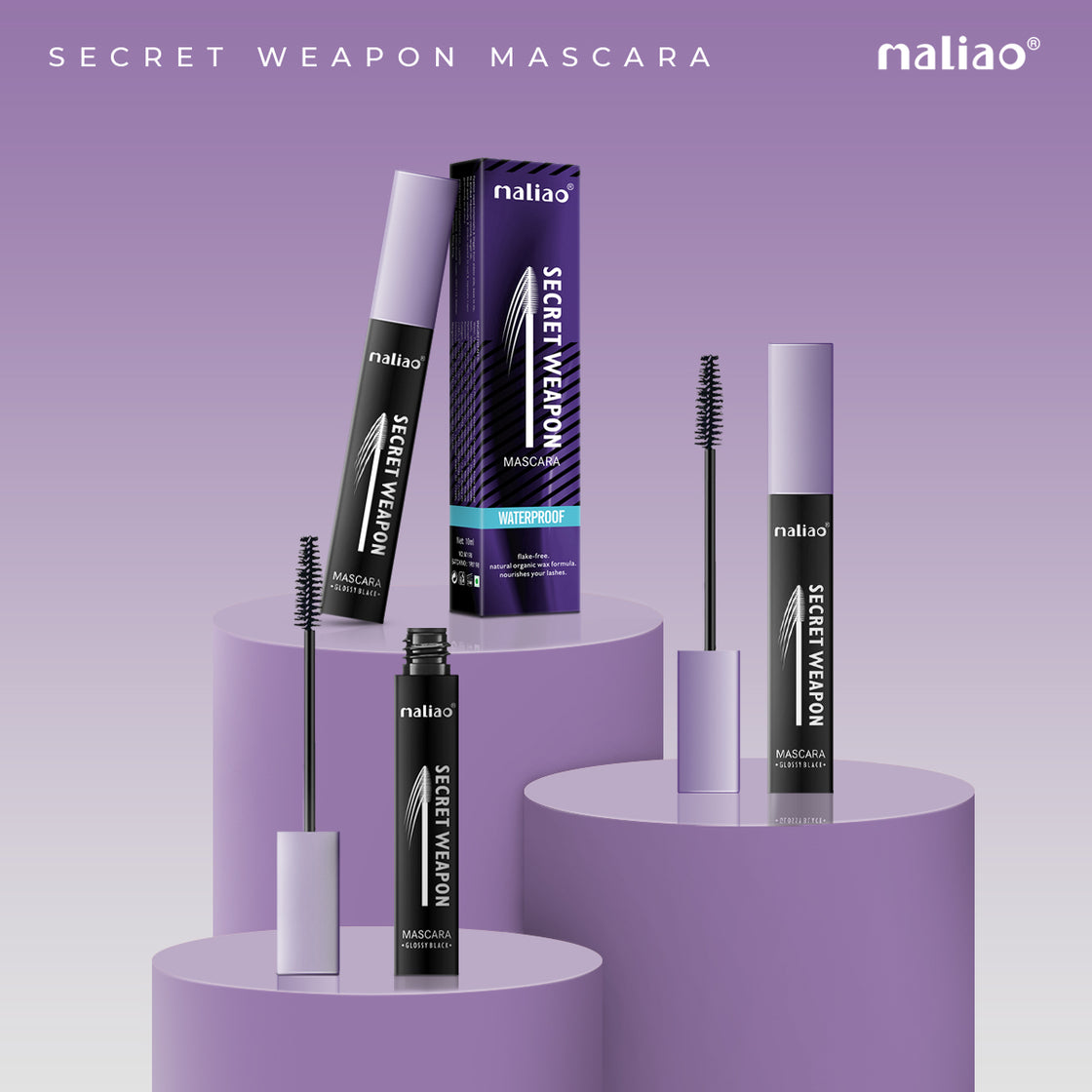 Maliao Secret Weapon Mascara - Glossy Black Lashes, Voluminous & Lengthening (10ml) - Maliao Makeup