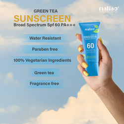 Maliao Green Tea Water Resistant Paraben & Phthalates Free Sunscreen Broad Spectrum SPF 60PA+++ 100g - Maliao Makeup