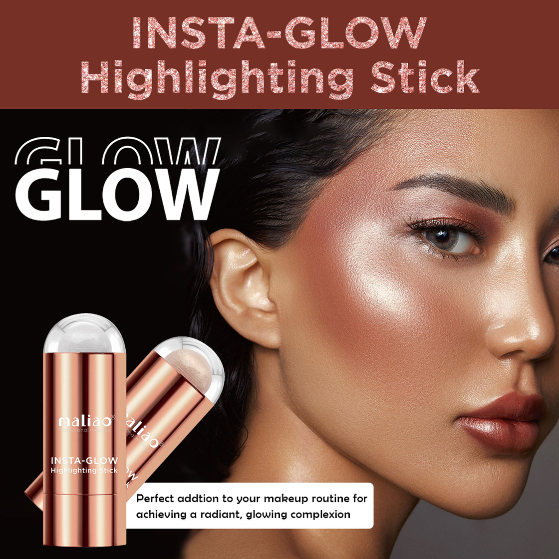 Maliao, DewySkin, LuminousComplexion, HighlighterStick, RadiantGlow, MakeupEssentials, HighlightingStick, InstaGlow, 