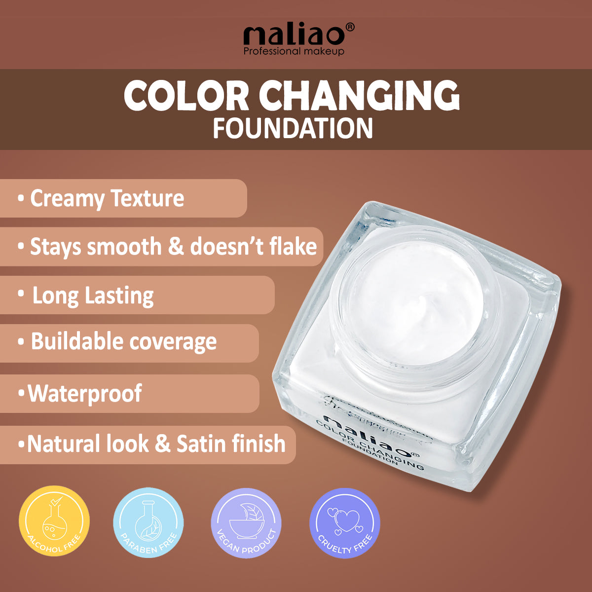Maliao Colour Changing Waterproof Foundation