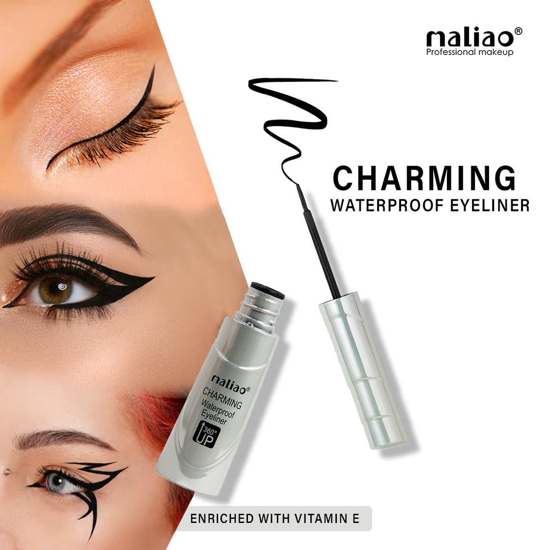 Maliao Charming Liquid Waterproof Super Eyeliner, Black - Long-Lasting Precision for Stunning Eyes Maliao Professional Makeup