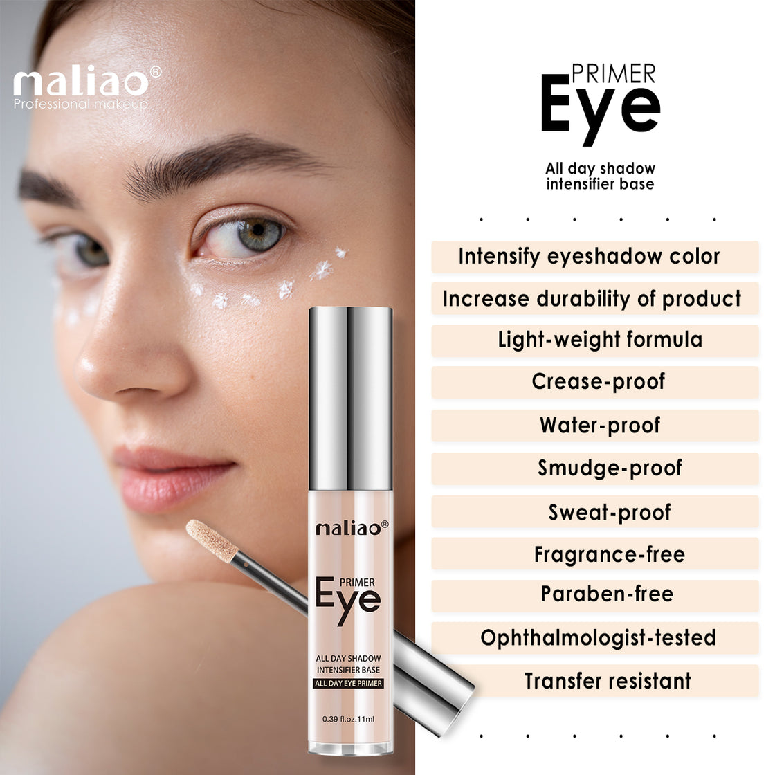 Maliao EyeShadow Base - Long-Lasting Primer for Matte, Glitter, and Shimmer Eye Shadows - Maliao Makeup