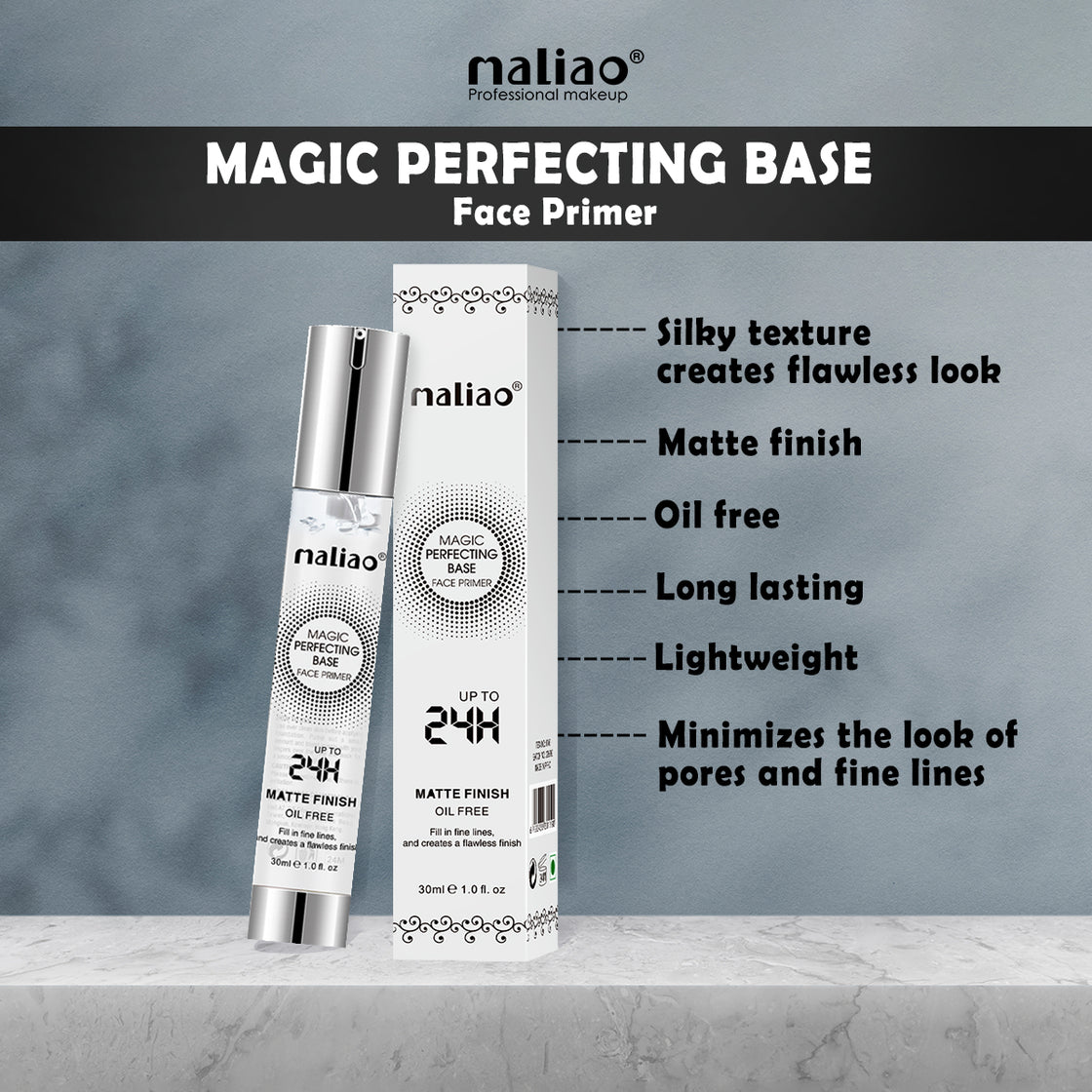 Maliao Matte Finish Face Primer - 24 Hour Long-Lasting, Oil-Free Formula for Flawless Skin - Maliao Makeup