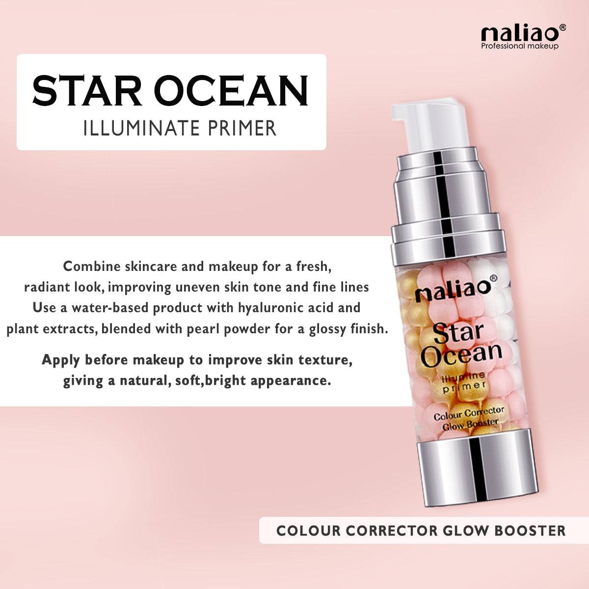Maliao Star Ocean Illumine Primer - Colour Corrector & Glow Booster for Radiant Skin Maliao Professional Makeup