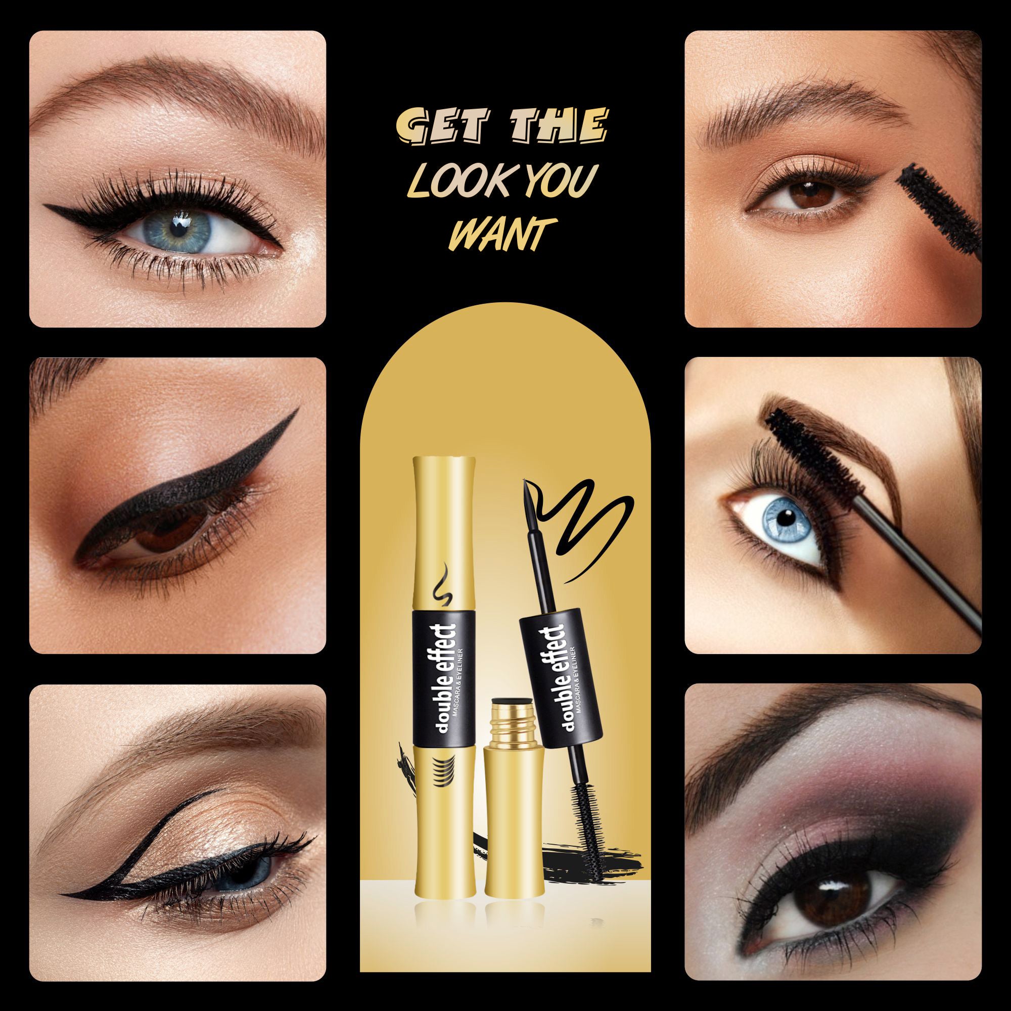 Maliao Double Effect Waterproof Mascara & Eyeliner - All-in-One Glam, Long-Lasting & Smudge-Proof - Maliao Makeup