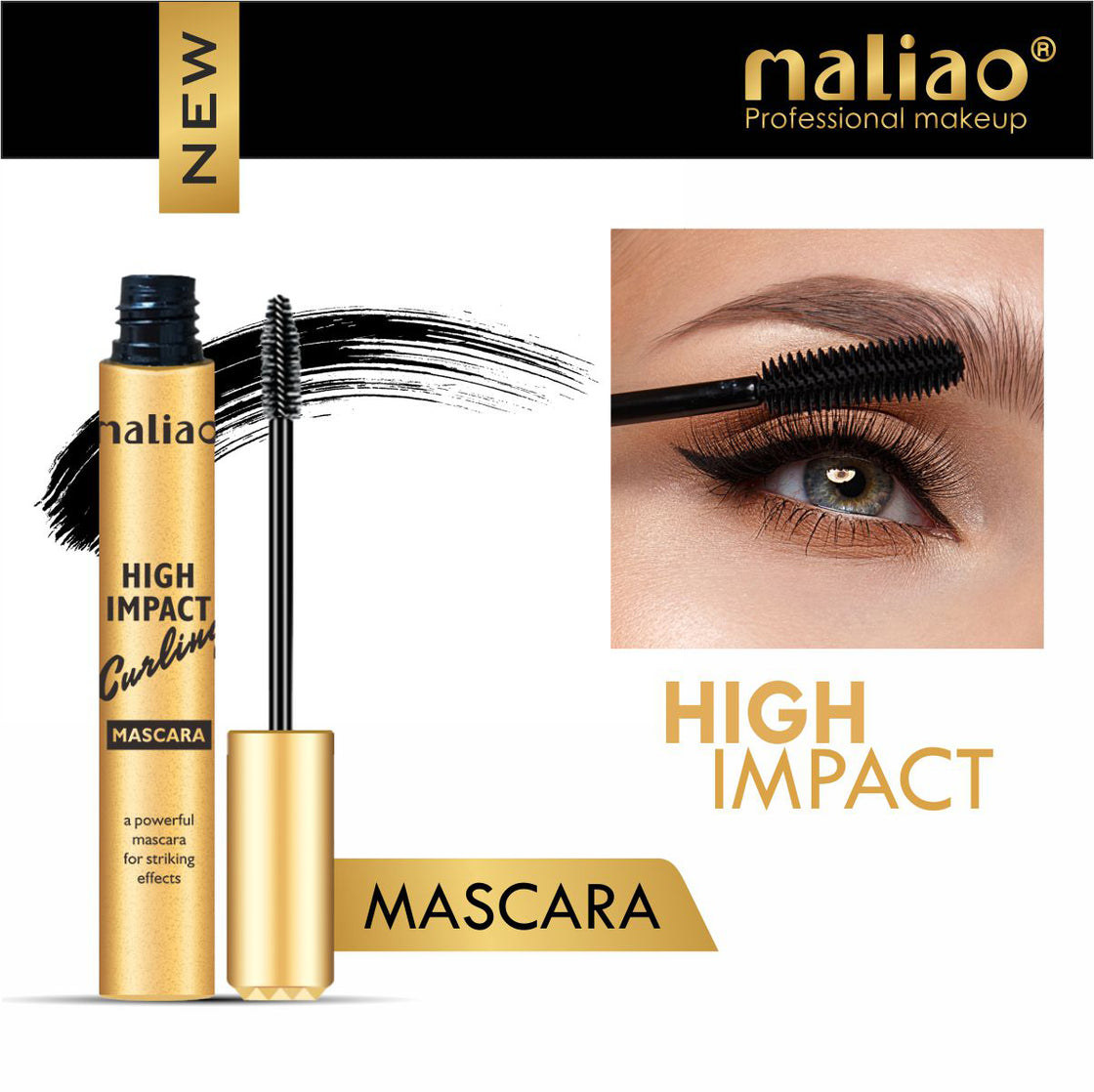 Maliao High Impact Curling Mascara - Voluminous Lashes & Lasting Curl Maliao Professional Makeup