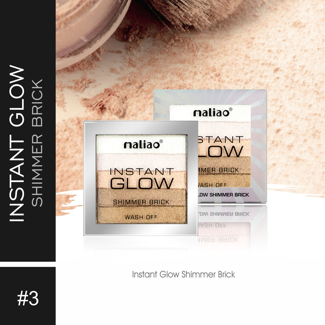 Maliao Instant Glow Shimmer Brick Wash-Off Powder Face 03