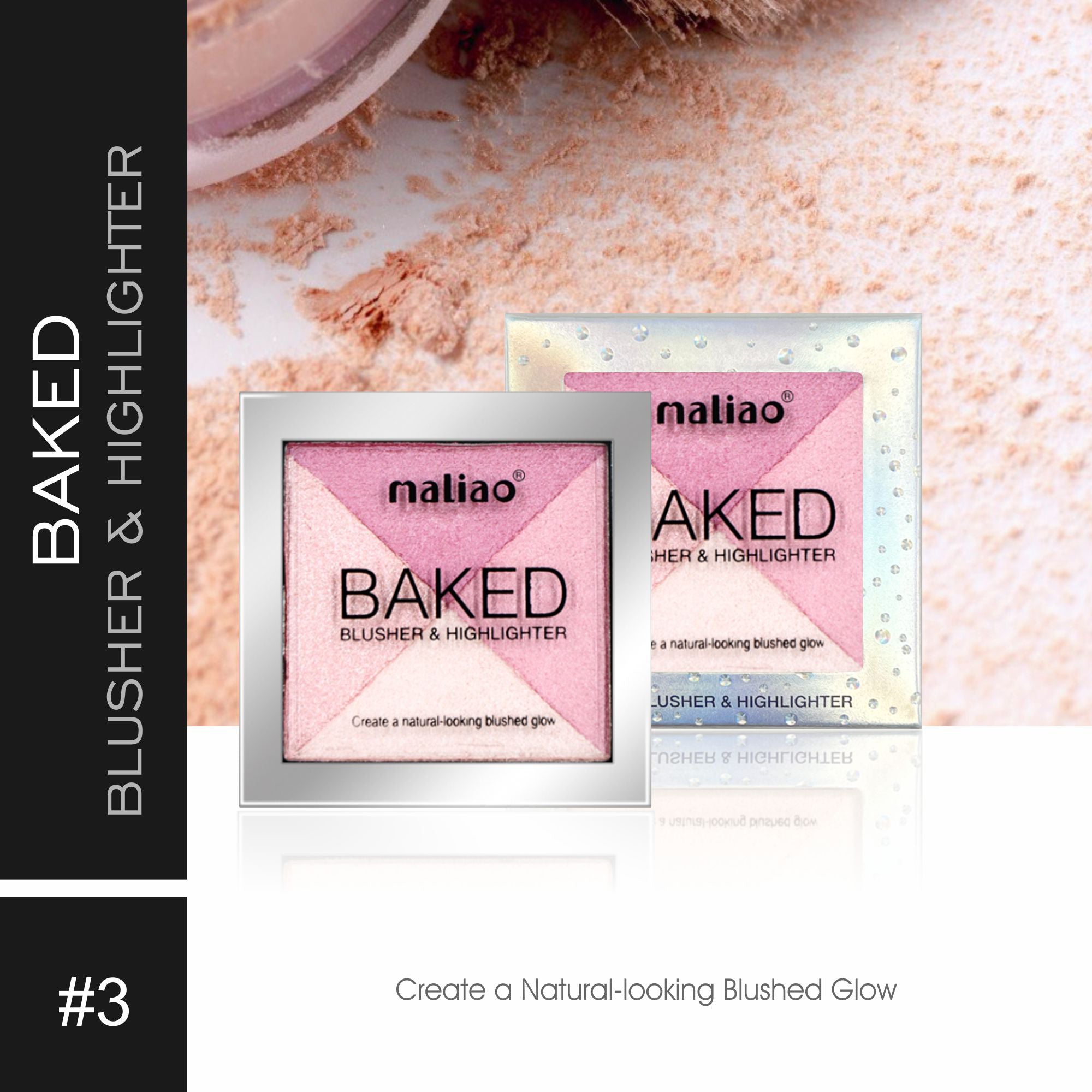 Maliao BakedBLUSHr & Highlighter - Radiant Glow | Long-Lasting, Smooth Finish Face 03