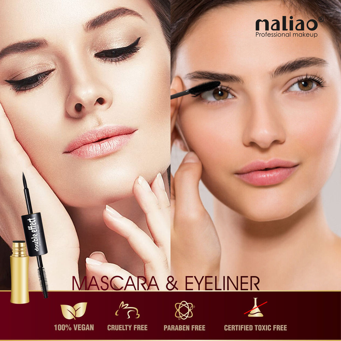 Maliao Double Effect Waterproof Mascara & Eyeliner - All-in-One Glam, Long-Lasting & Smudge-Proof - Maliao Makeup