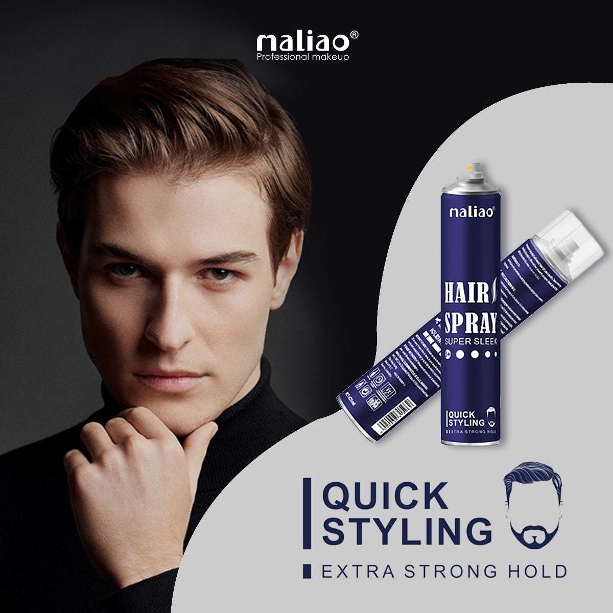 Maliao Super Sleek Hair Spray, Extra Strong Hold for Men, Hair Styling Essential