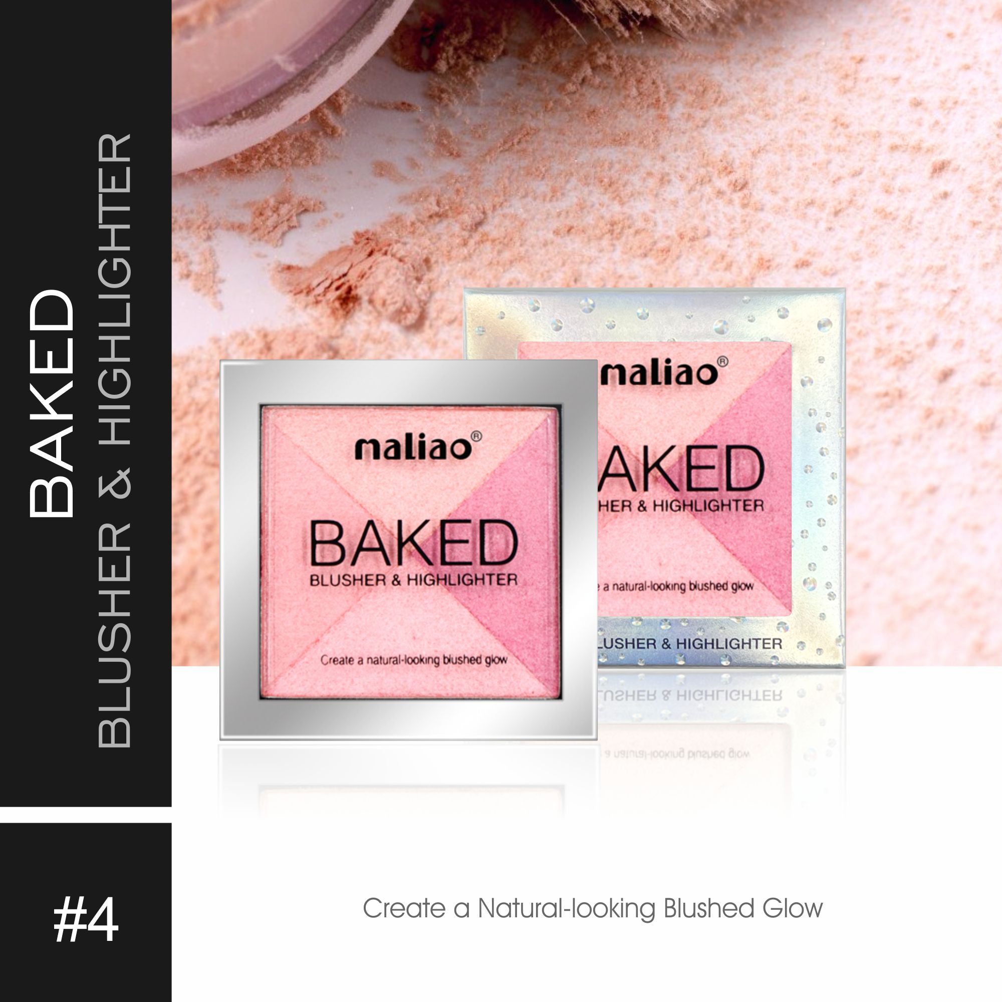 Maliao BakedBLUSHr & Highlighter - Radiant Glow | Long-Lasting, Smooth Finish Face 04