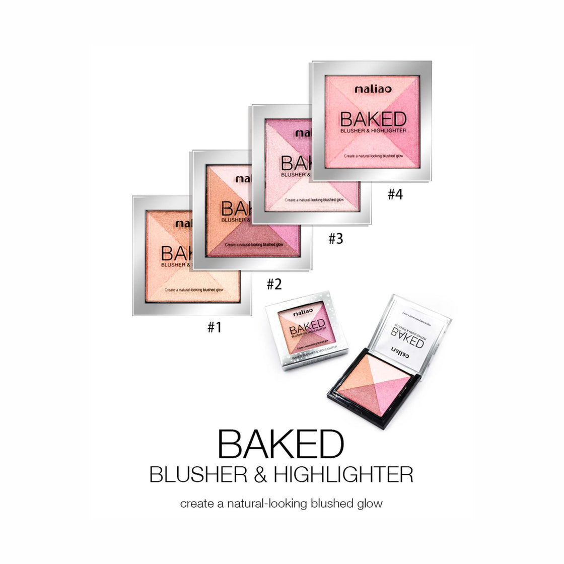 Maliao BakedBLUSHr & Highlighter - Radiant Glow | Long-Lasting, Smooth Finish Face