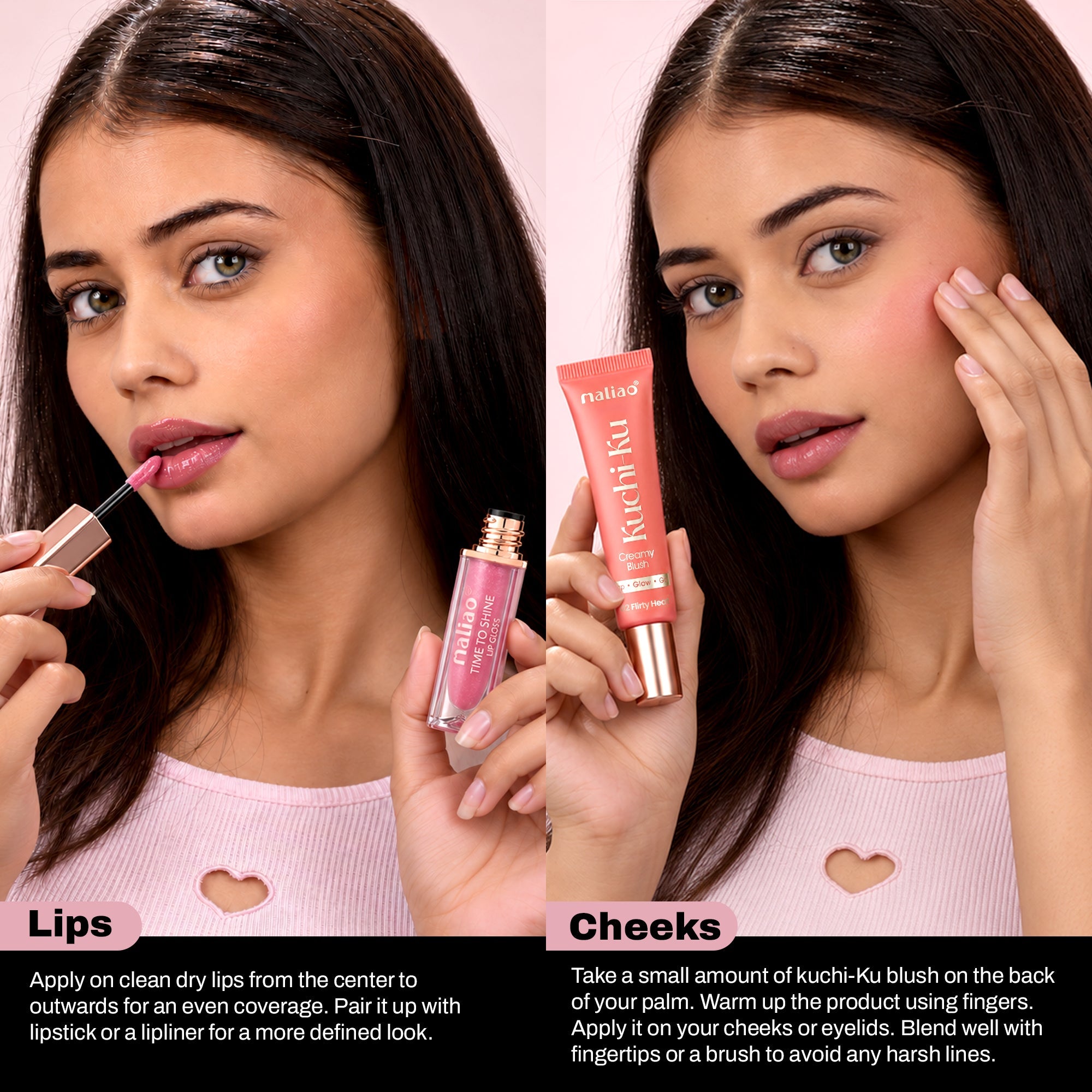 Maliao Time To Shine Lip Gloss & Kuchi-Ku Cream Blush Combo