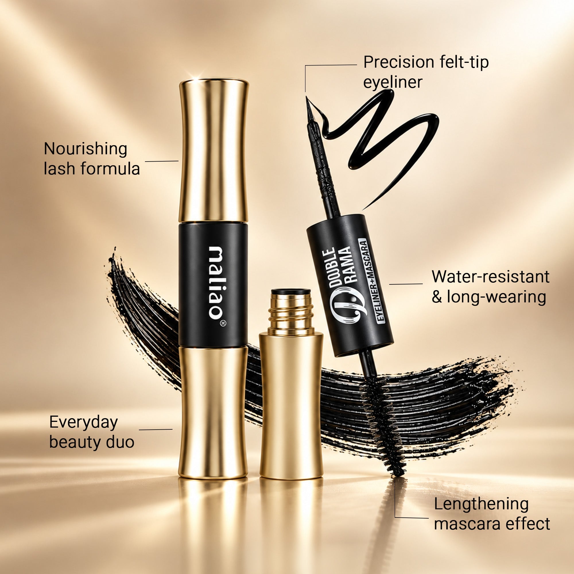 Maliao Color Lip Balm + Maliao Double Effect Mascara & Eyeliner Combo